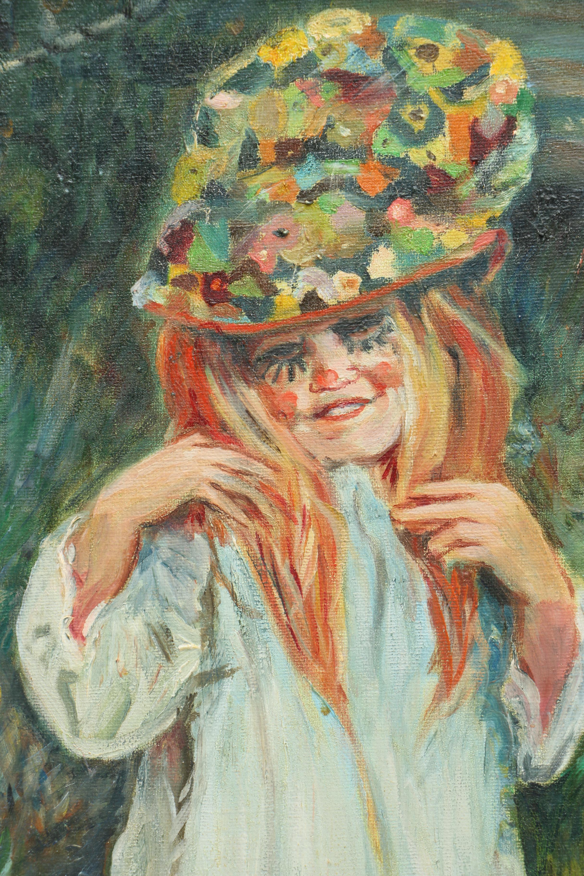 Bosworth Oil Painting on Canvas of a Young Girl With a Painted Face