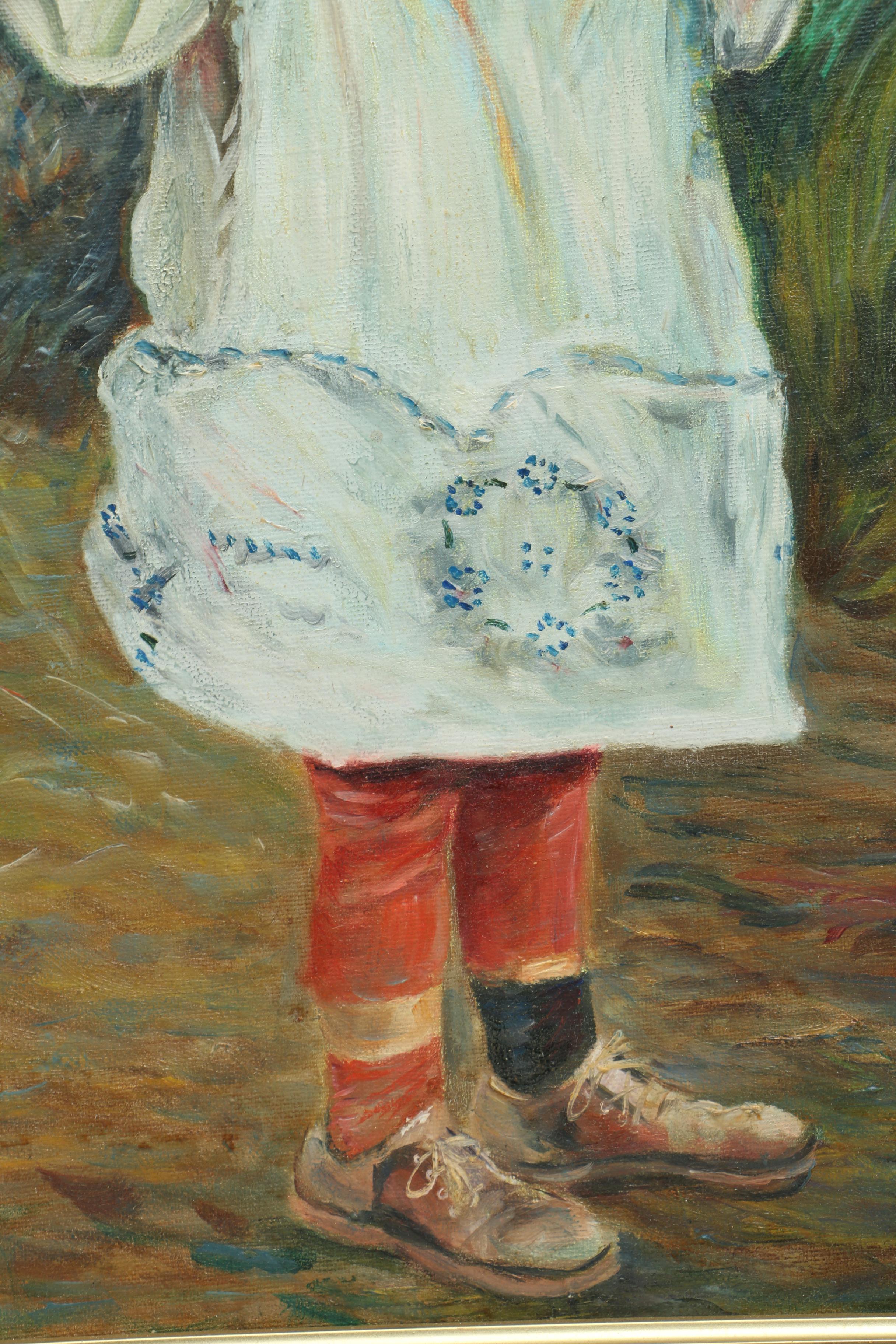 Bosworth Oil Painting on Canvas of a Young Girl With a Painted Face