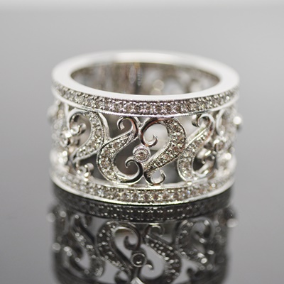 Chad Allison 18K White Gold Diamond Filigree Ring