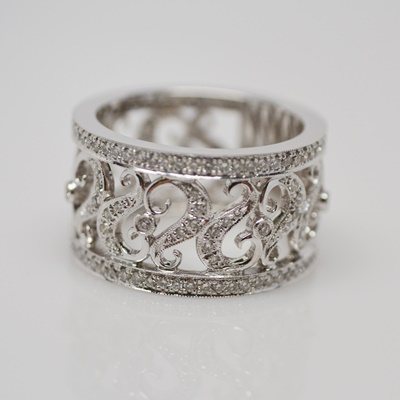 Chad Allison 18K White Gold Diamond Filigree Ring