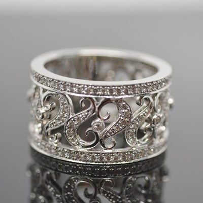 Chad Allison 18K White Gold Diamond Filigree Ring