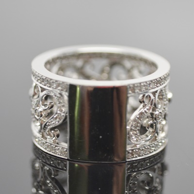 Chad Allison 18K White Gold Diamond Filigree Ring