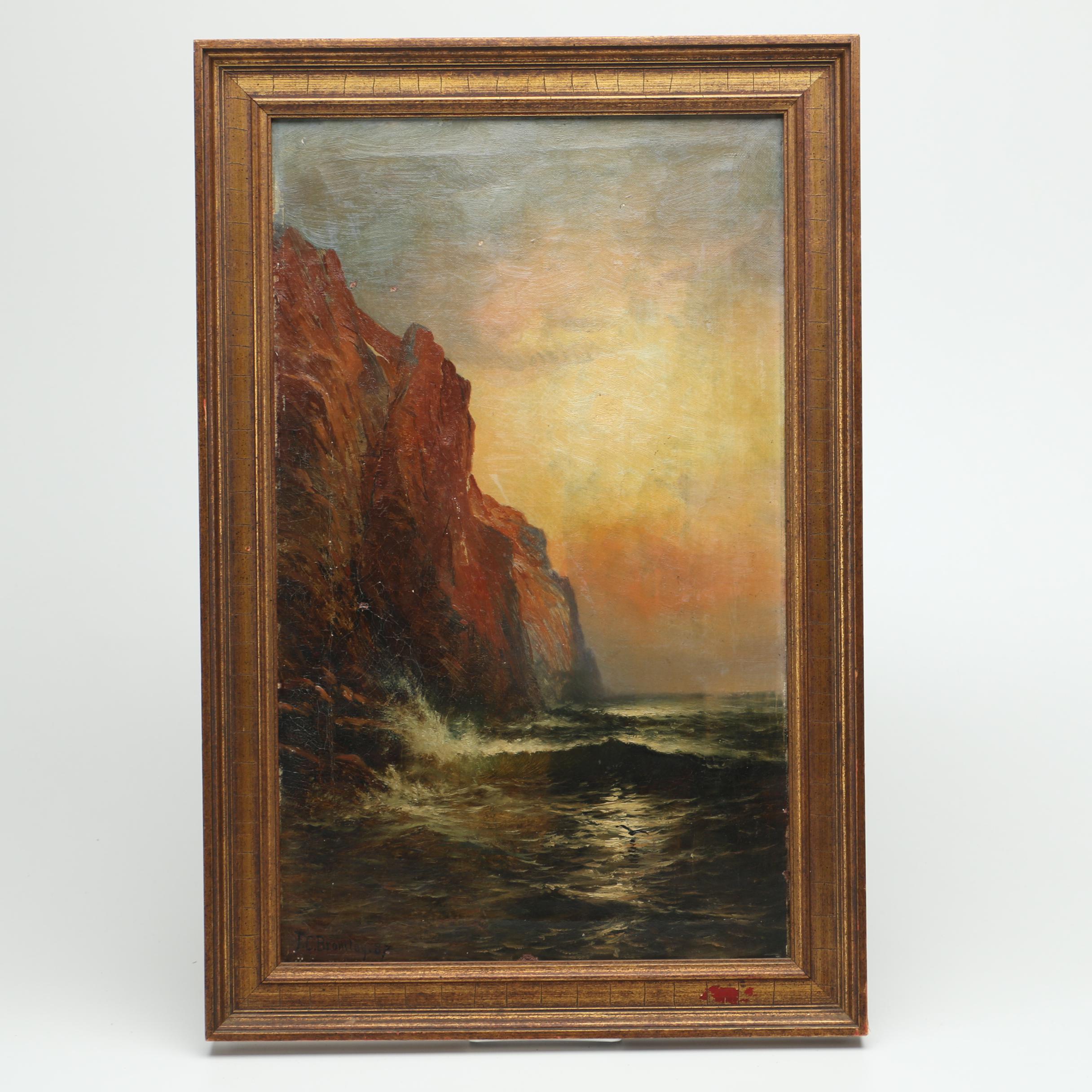 1887 Frank Clark Bromley Oil Painting "Seascape"