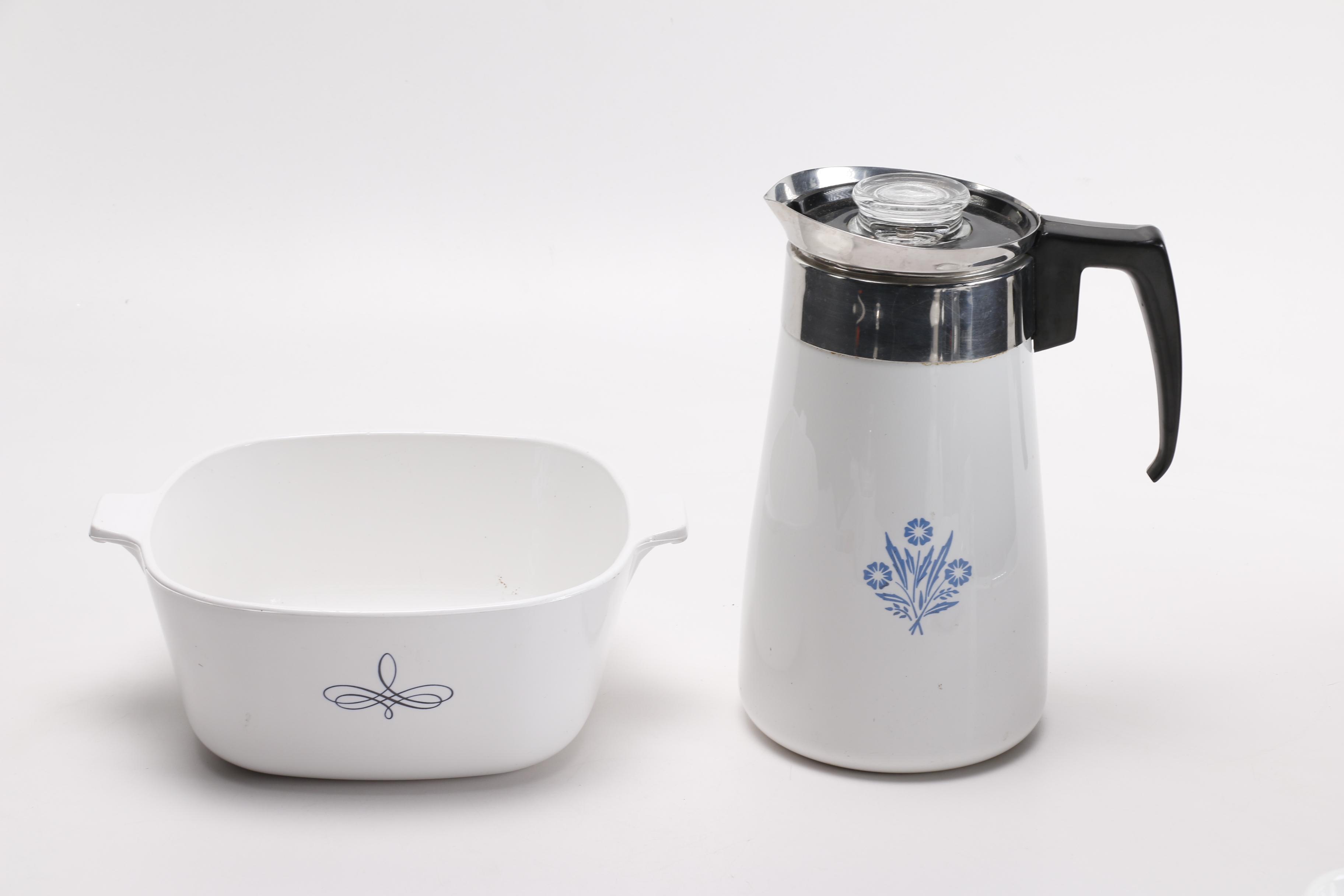 Collection of Corning  Ware "Cornflower" Pieces