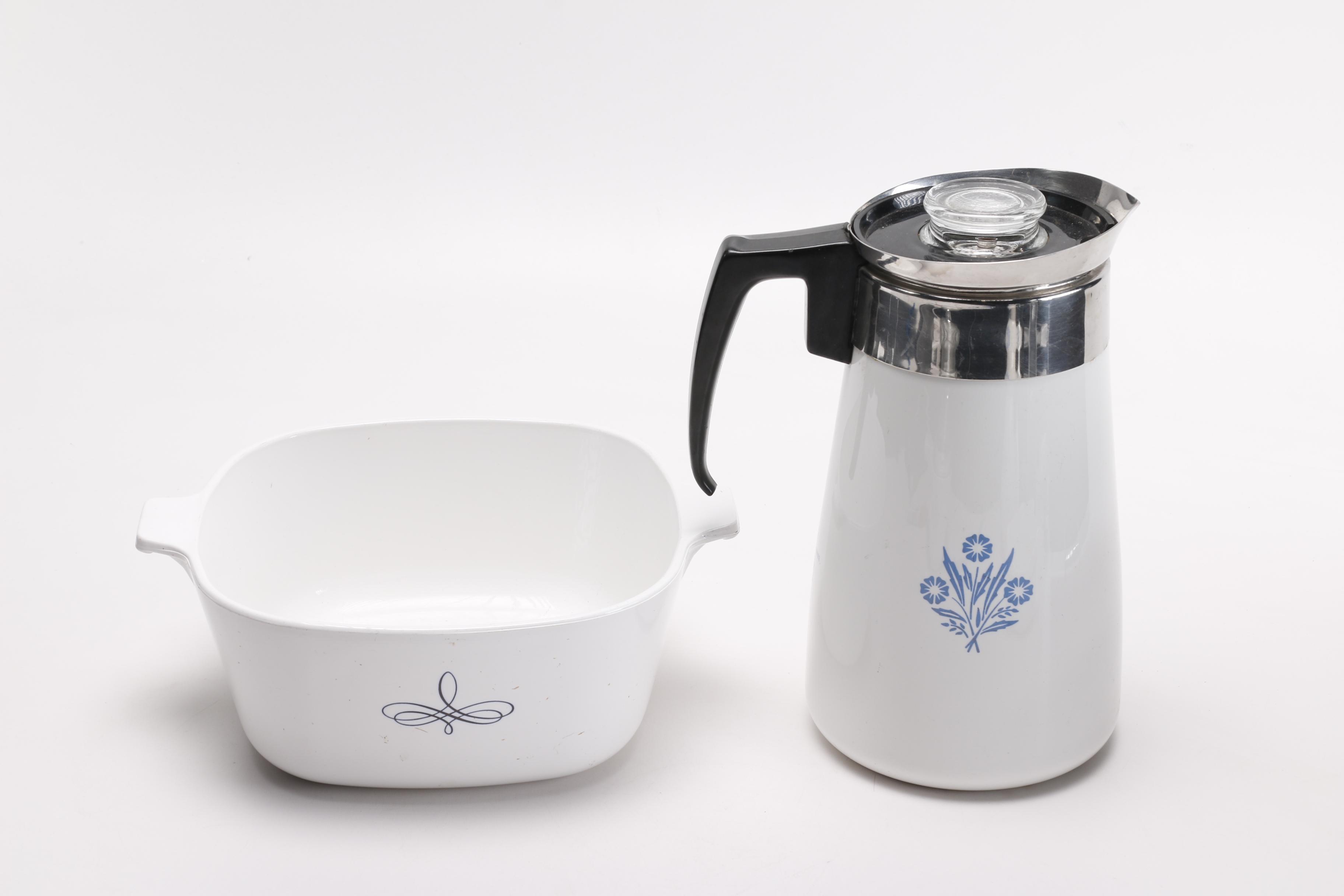 Collection of Corning  Ware "Cornflower" Pieces