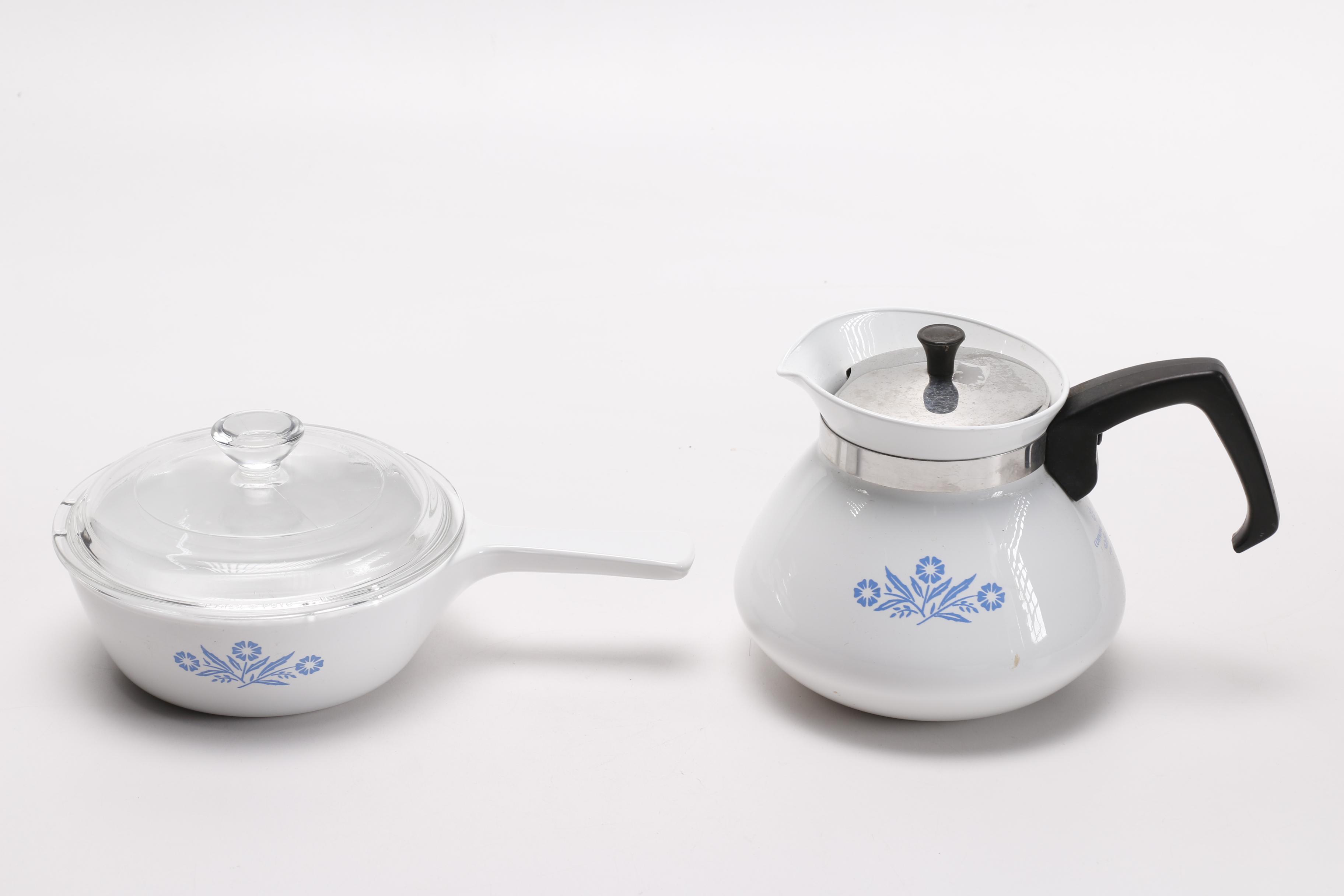 Collection of Corning  Ware "Cornflower" Pieces