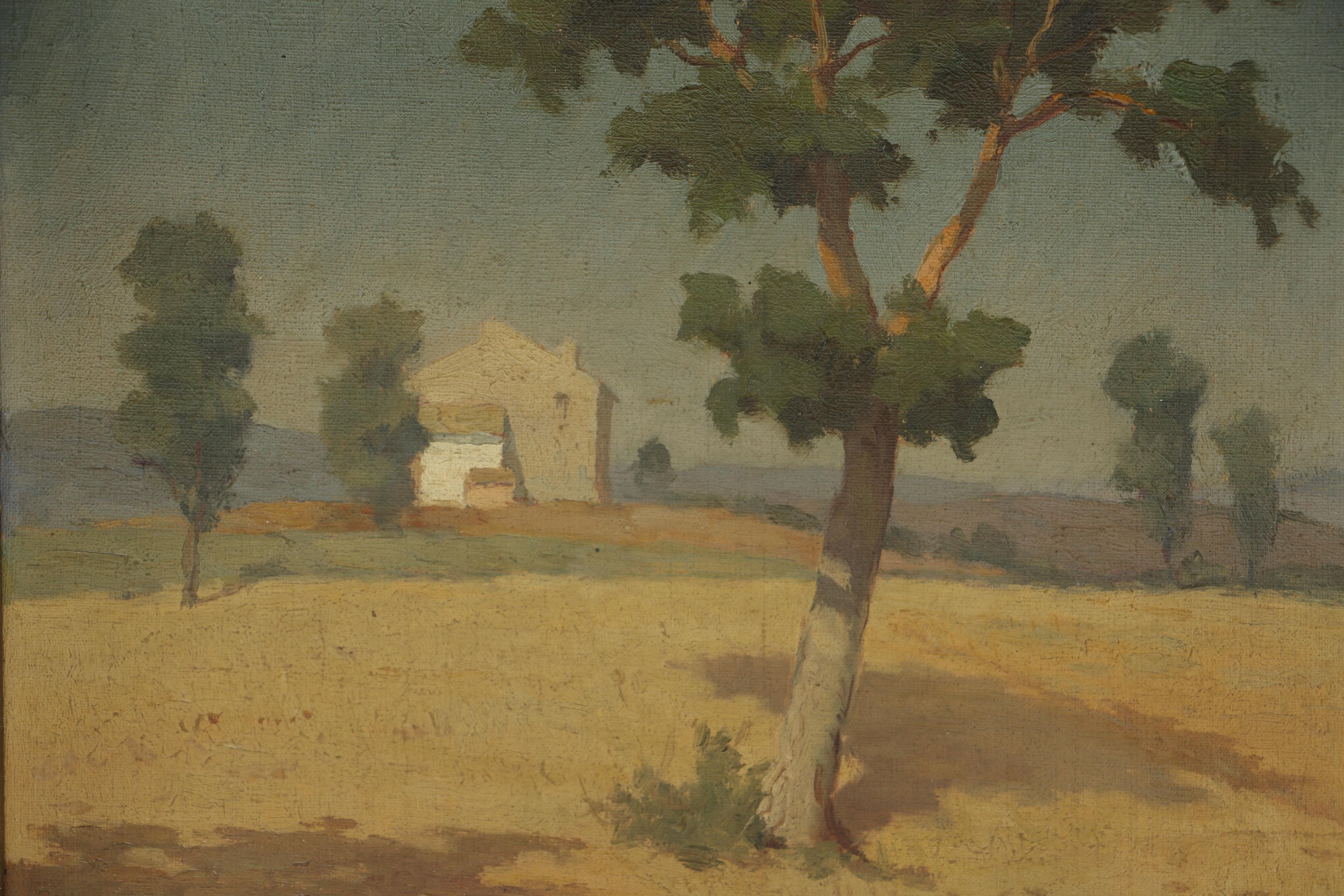 1946 Original Signed Oil on Canvas of Italian Countryside