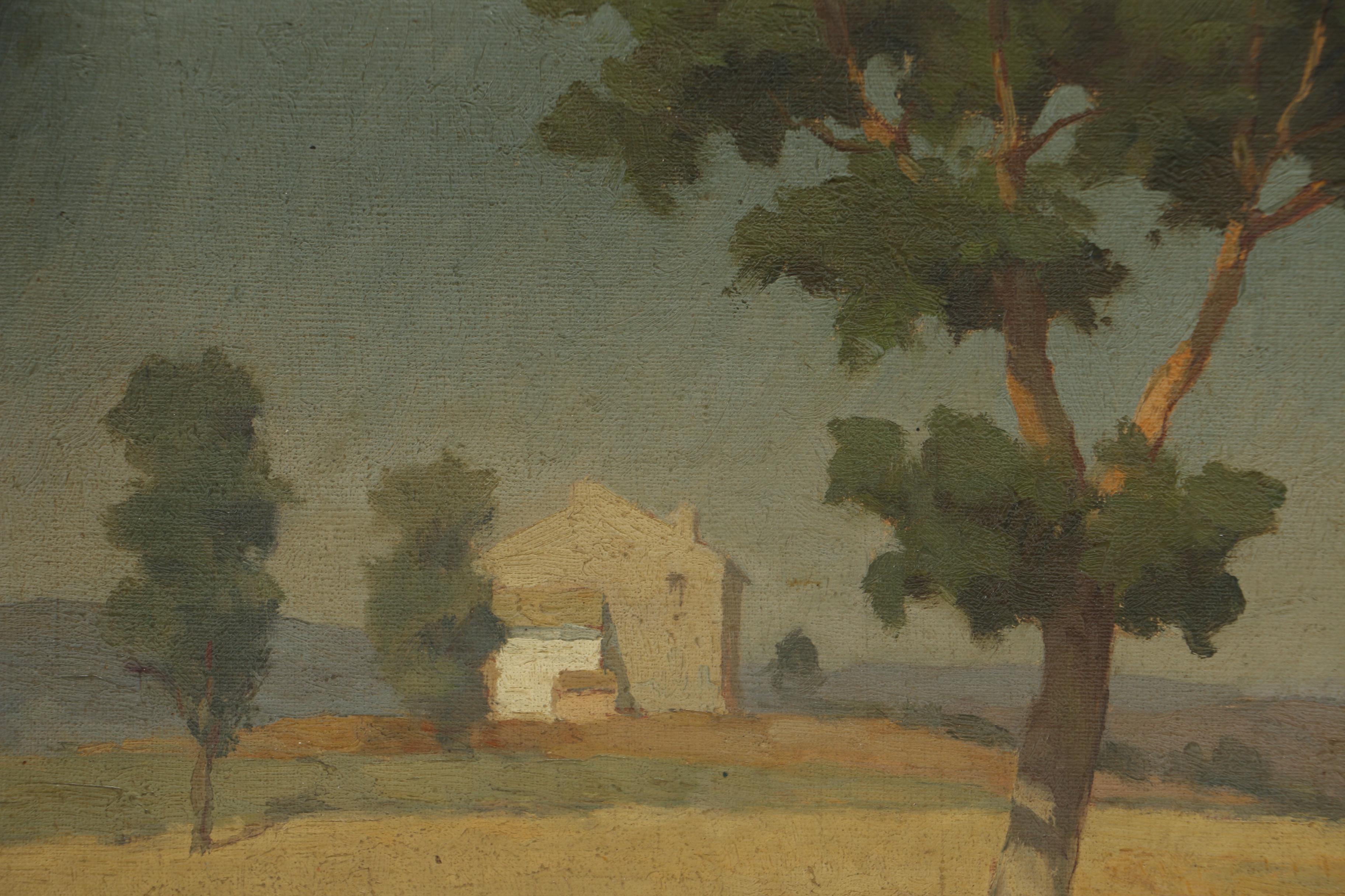 1946 Original Signed Oil on Canvas of Italian Countryside
