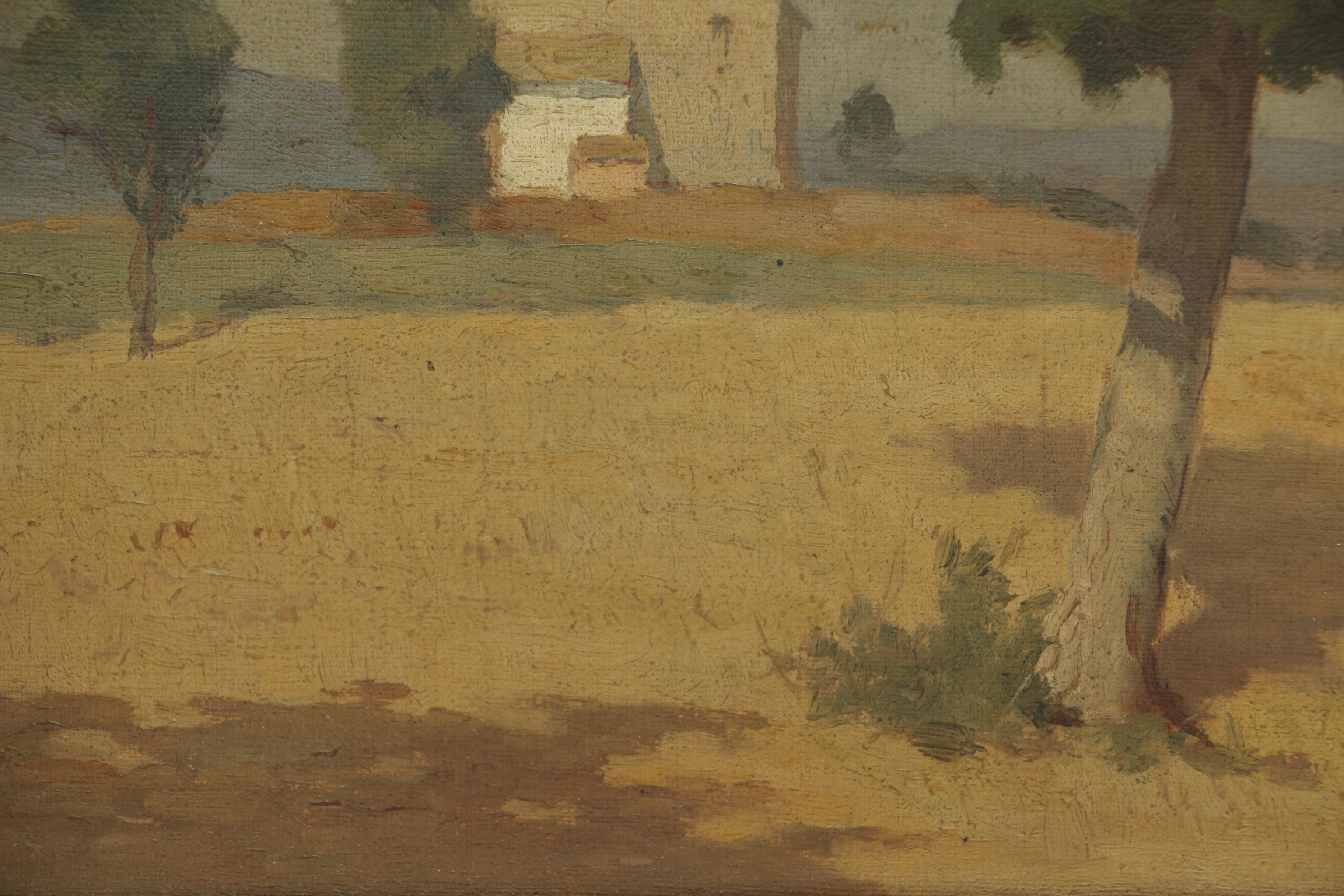 1946 Original Signed Oil on Canvas of Italian Countryside