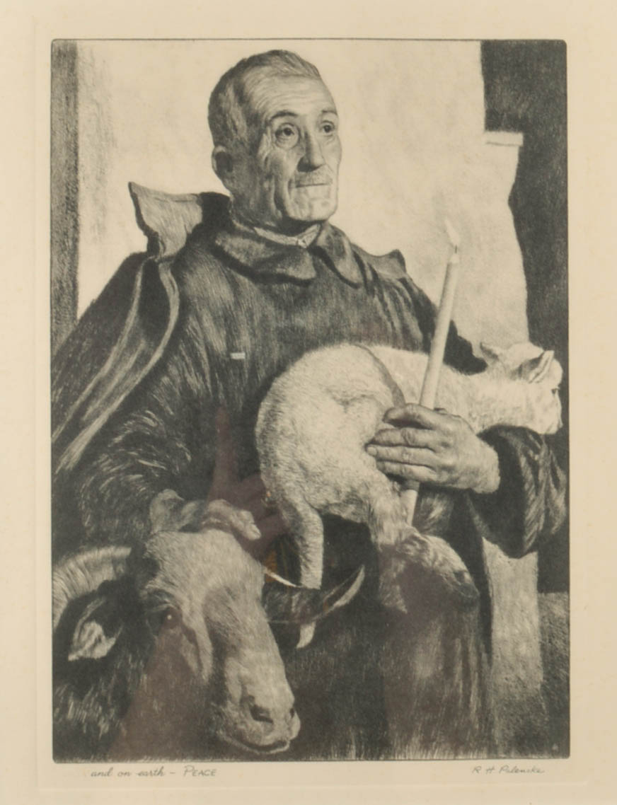 R.H. Palenske Offset Lithograph of Engraving "and on earth - PEACE"