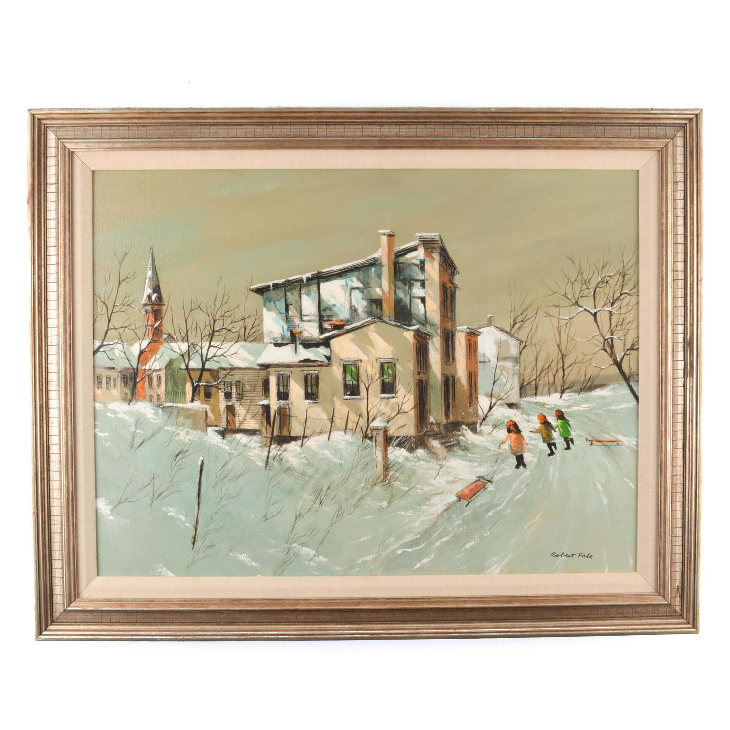 Robert Fabe Original Acrylic Painting on Canvas "Winter Light"