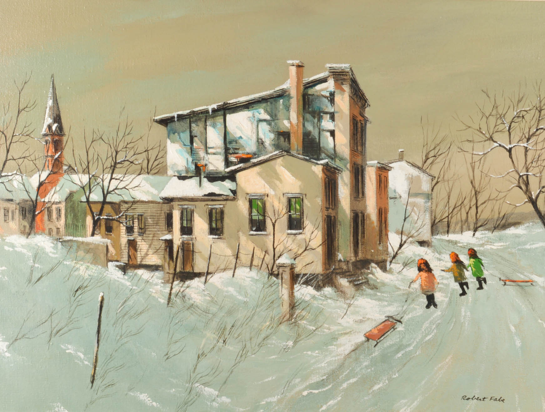 Robert Fabe Original Acrylic Painting on Canvas "Winter Light"