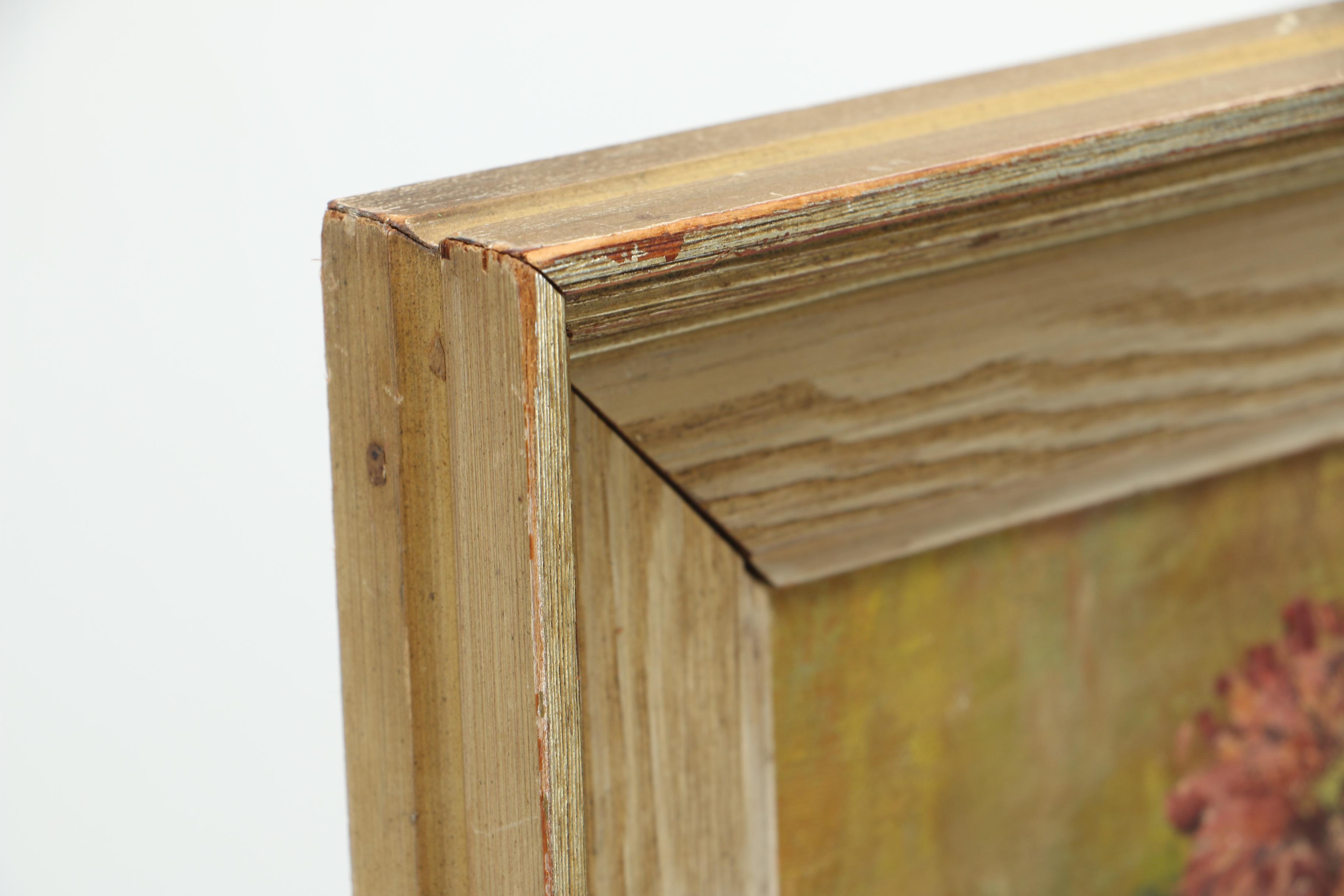 1947 Friedrich Schiff Oil on Canvas Board "Still Life With Zinnias"