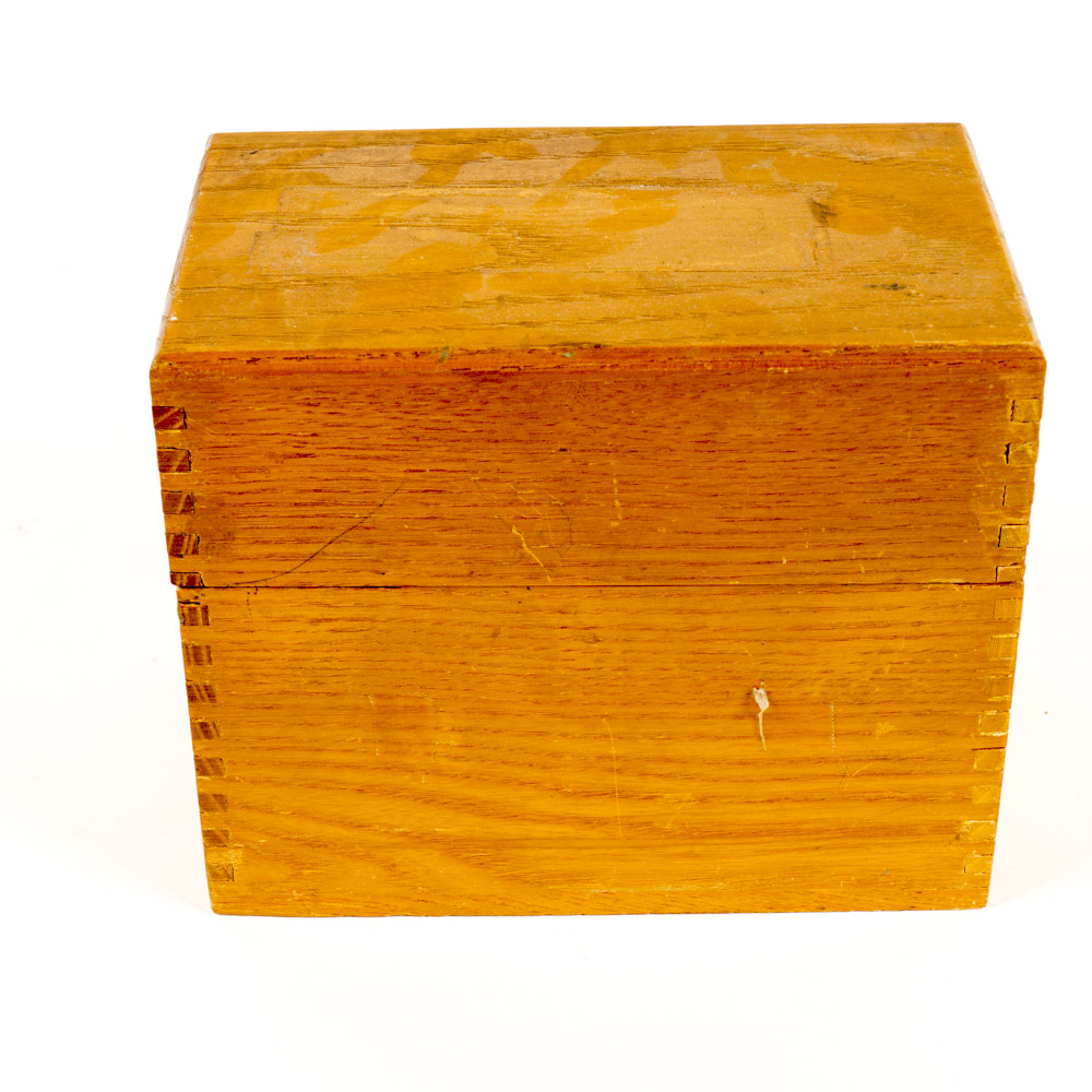 Wooden Box of Vintage Marbles