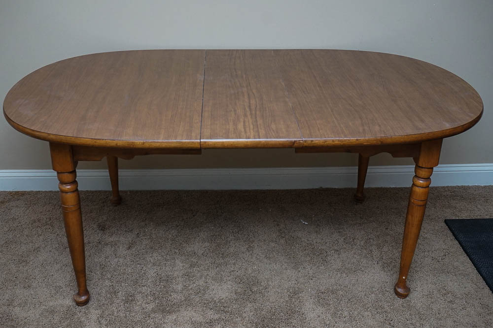 Vintage Walnut Dining Table With Leaf Insert