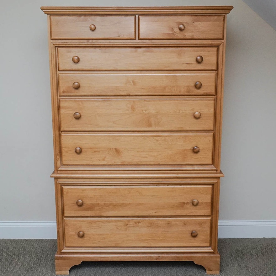Maple Stained Chest on Chest Dresser