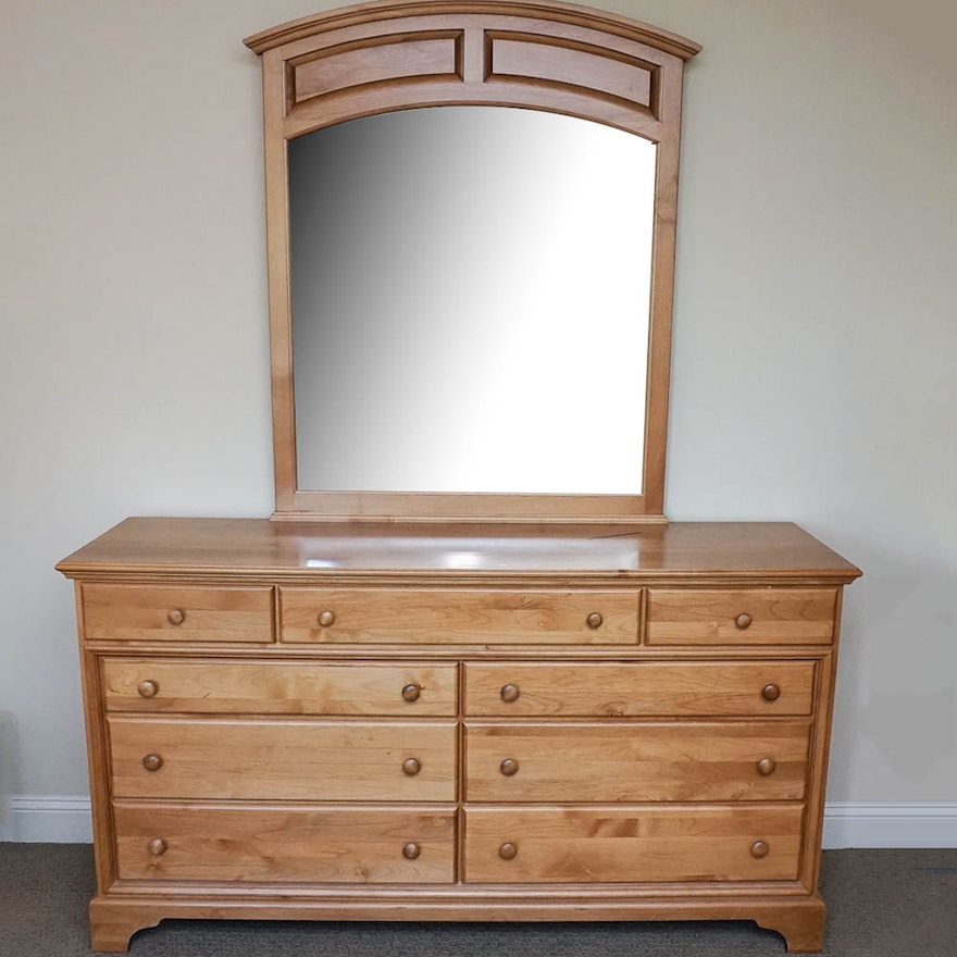 Maple Stained Dresser With Mirror