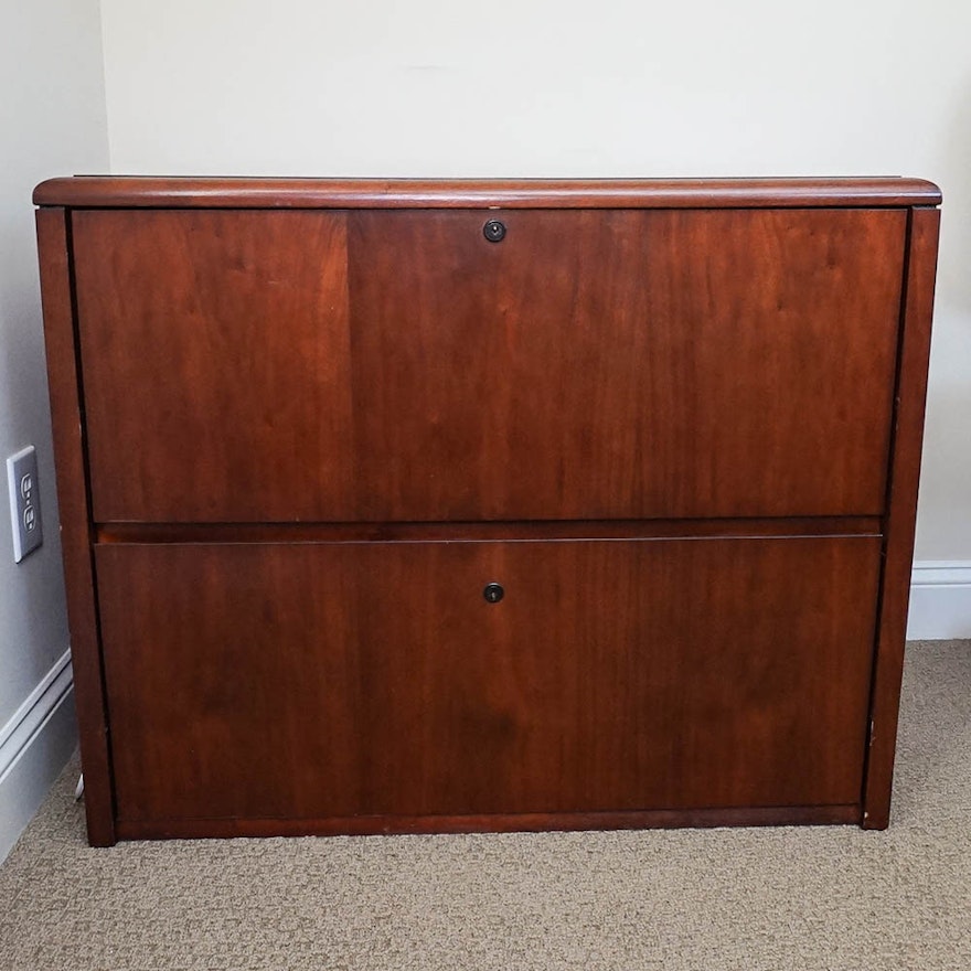 Wooden Double-Drawer Filing Cabinet by National Office Furniture Co.