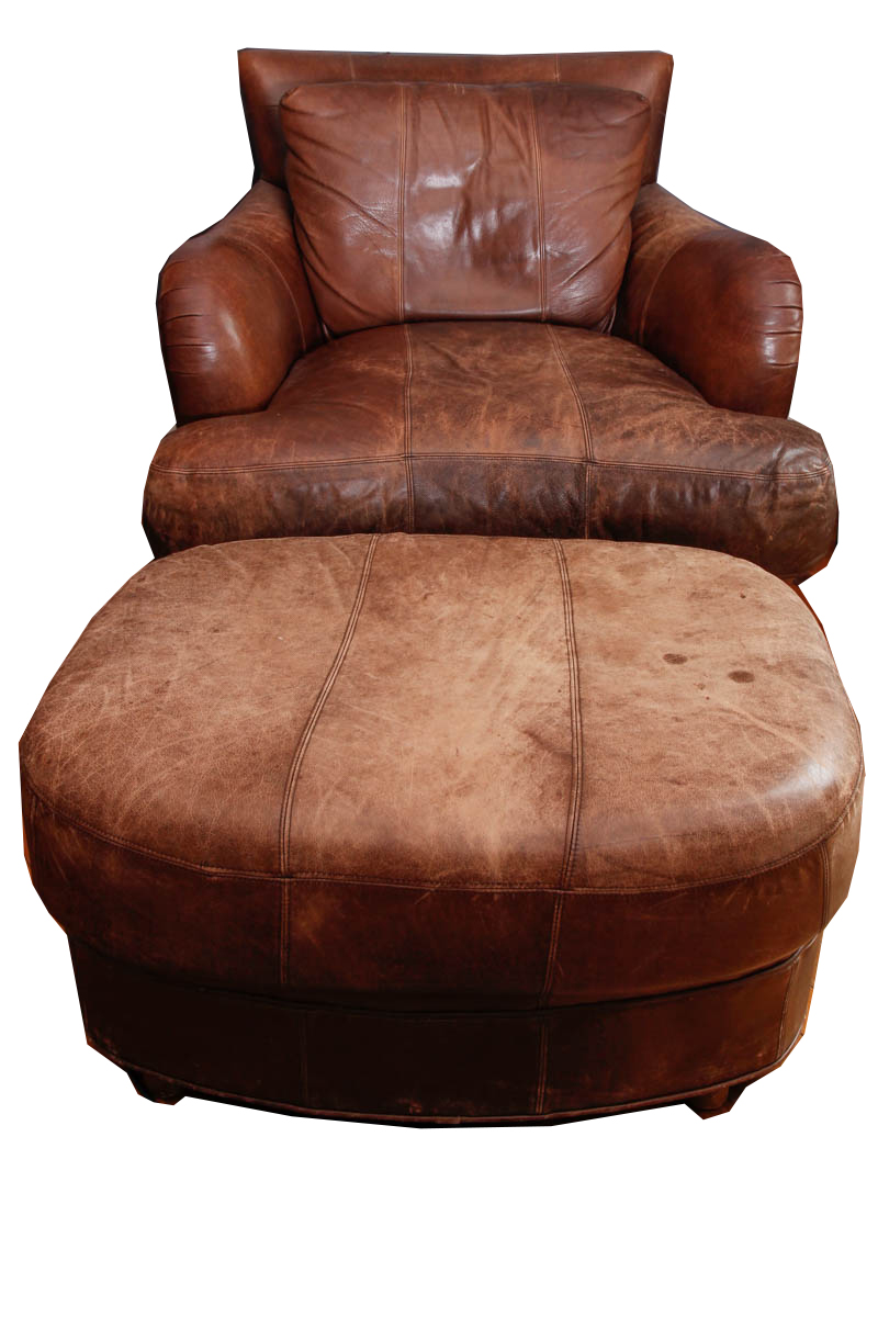 Leather Armchair and Ottoman by Ferguson Copeland Ltd.