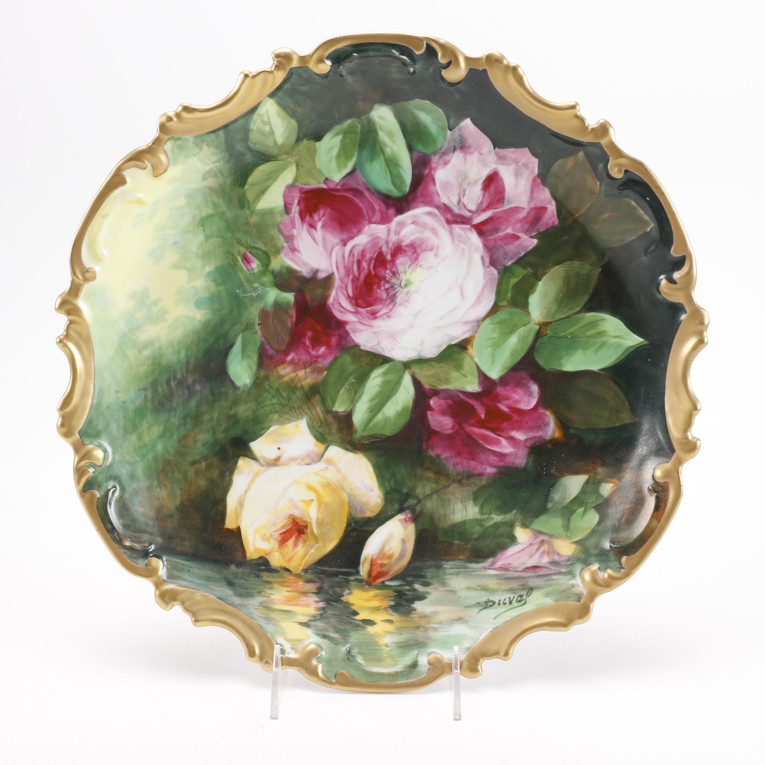 Signed Duval Limoges "Coronet" Porcelain Plate