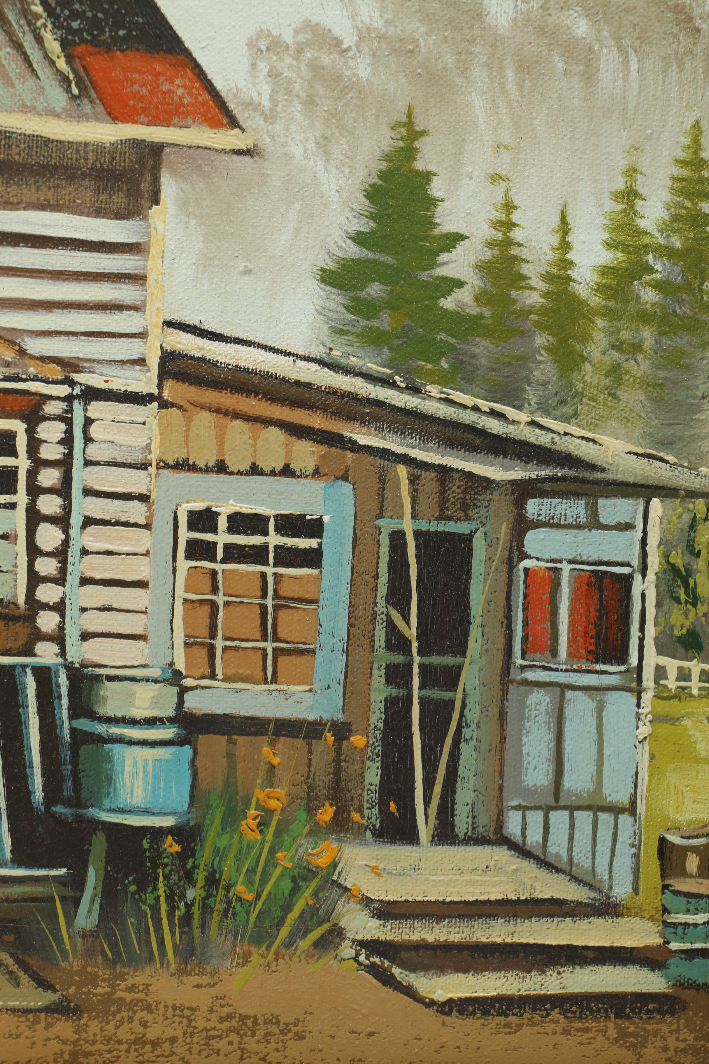 Saminoff Oil Painting on Canvas of a Cabin