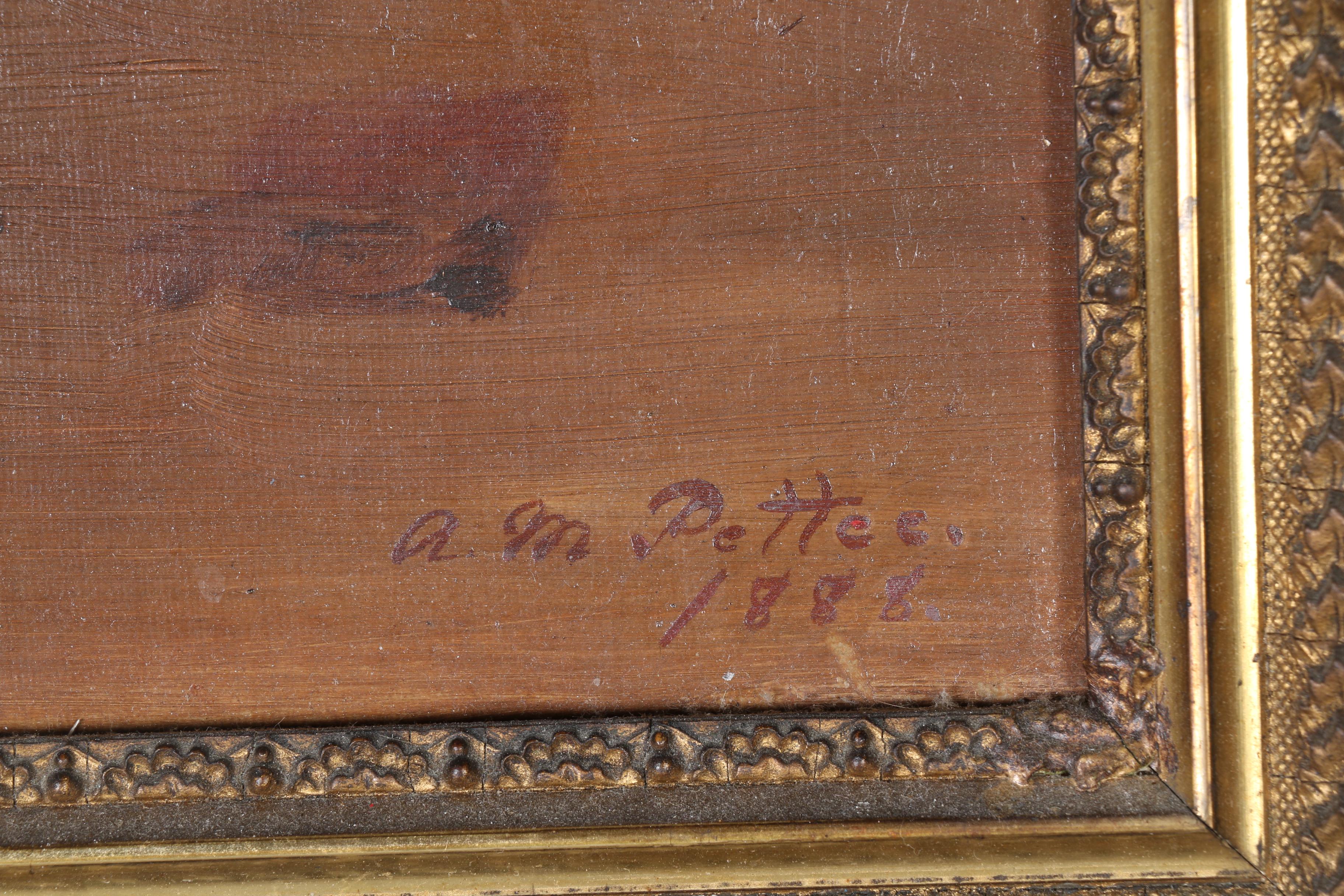 A. M. Pettec 1888 Oil Painting "Boy Blowing Bubbles"