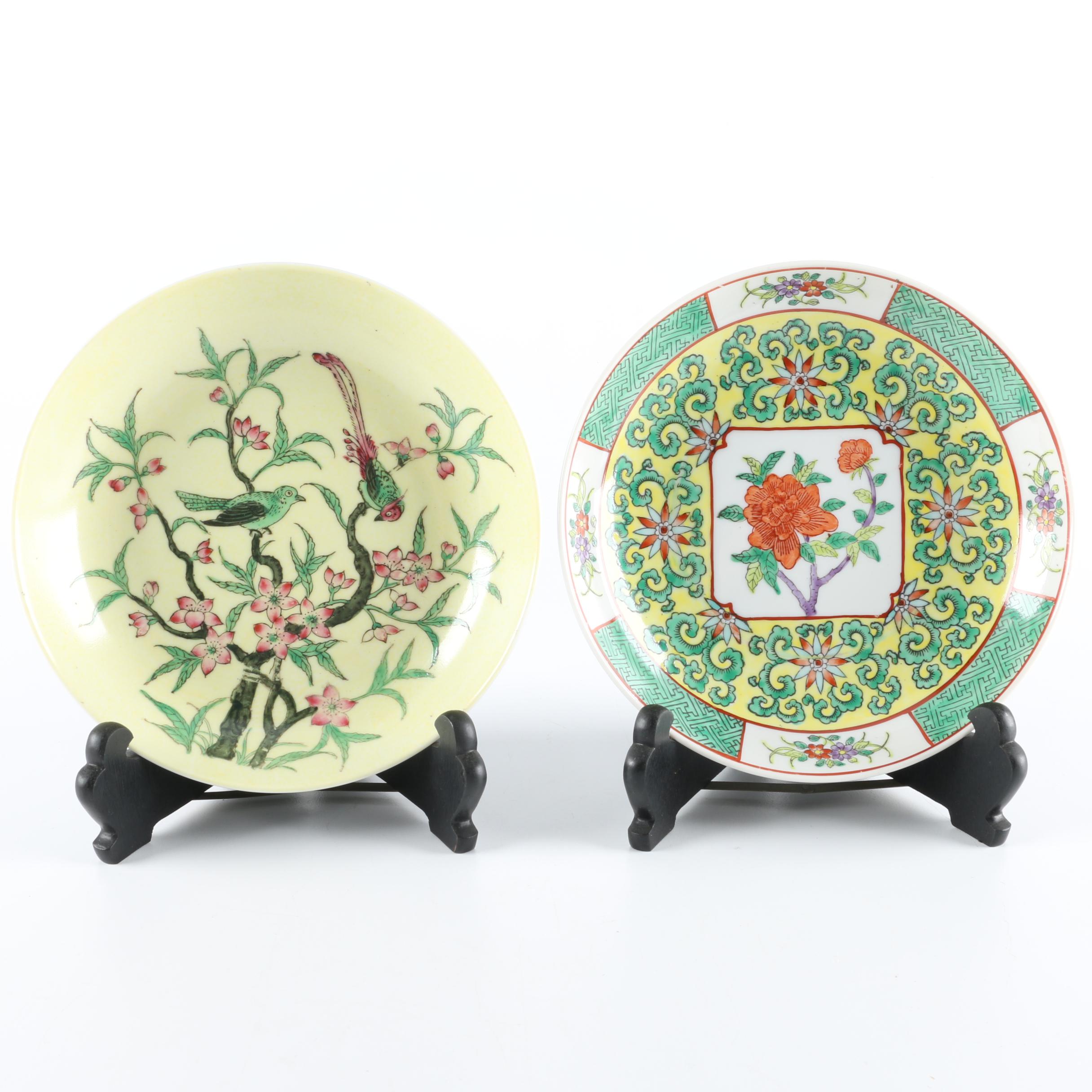 Chinese Porcelain Plates with Stands