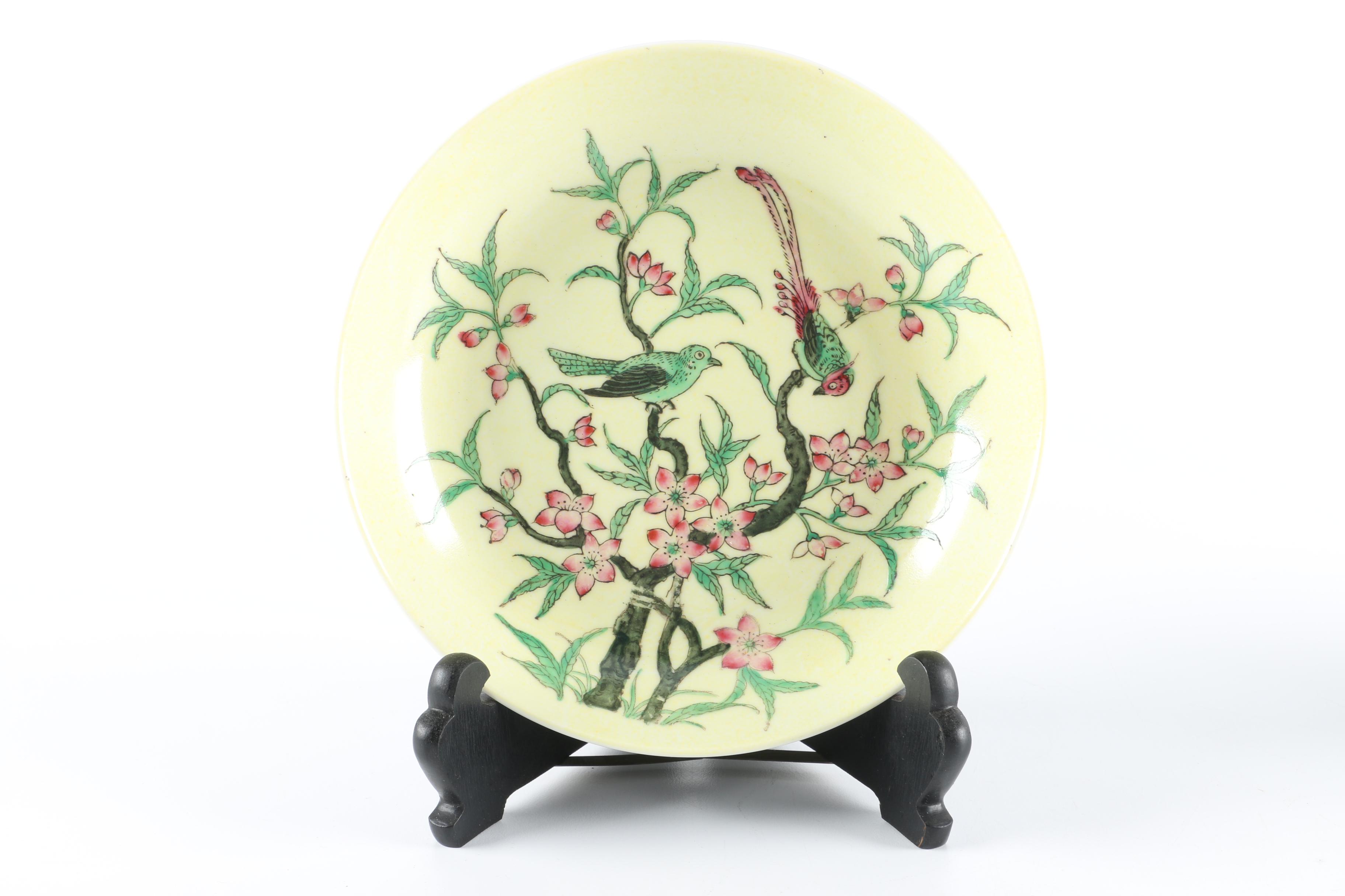 Chinese Porcelain Plates with Stands