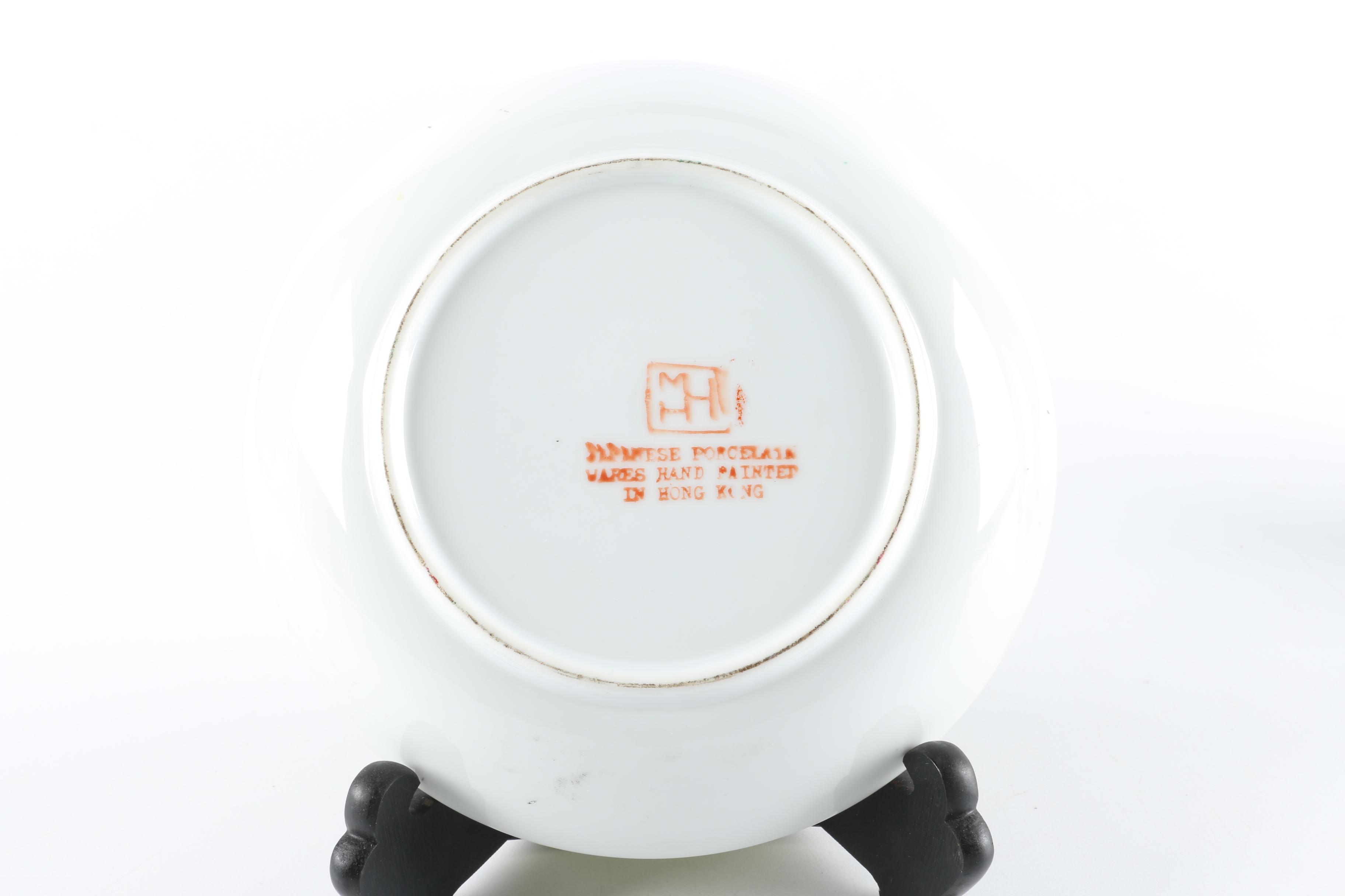 Chinese Porcelain Plates with Stands