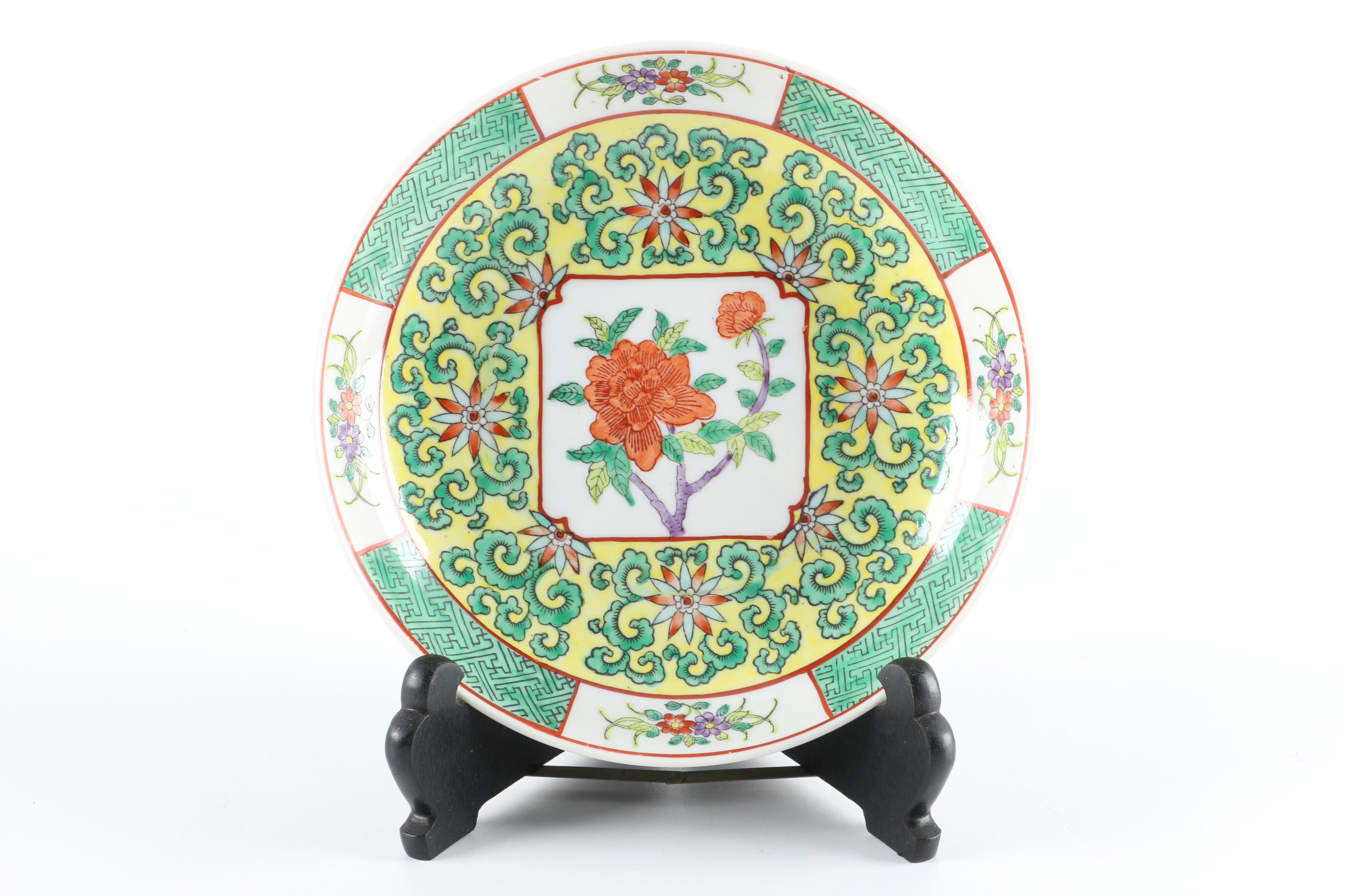 Chinese Porcelain Plates with Stands