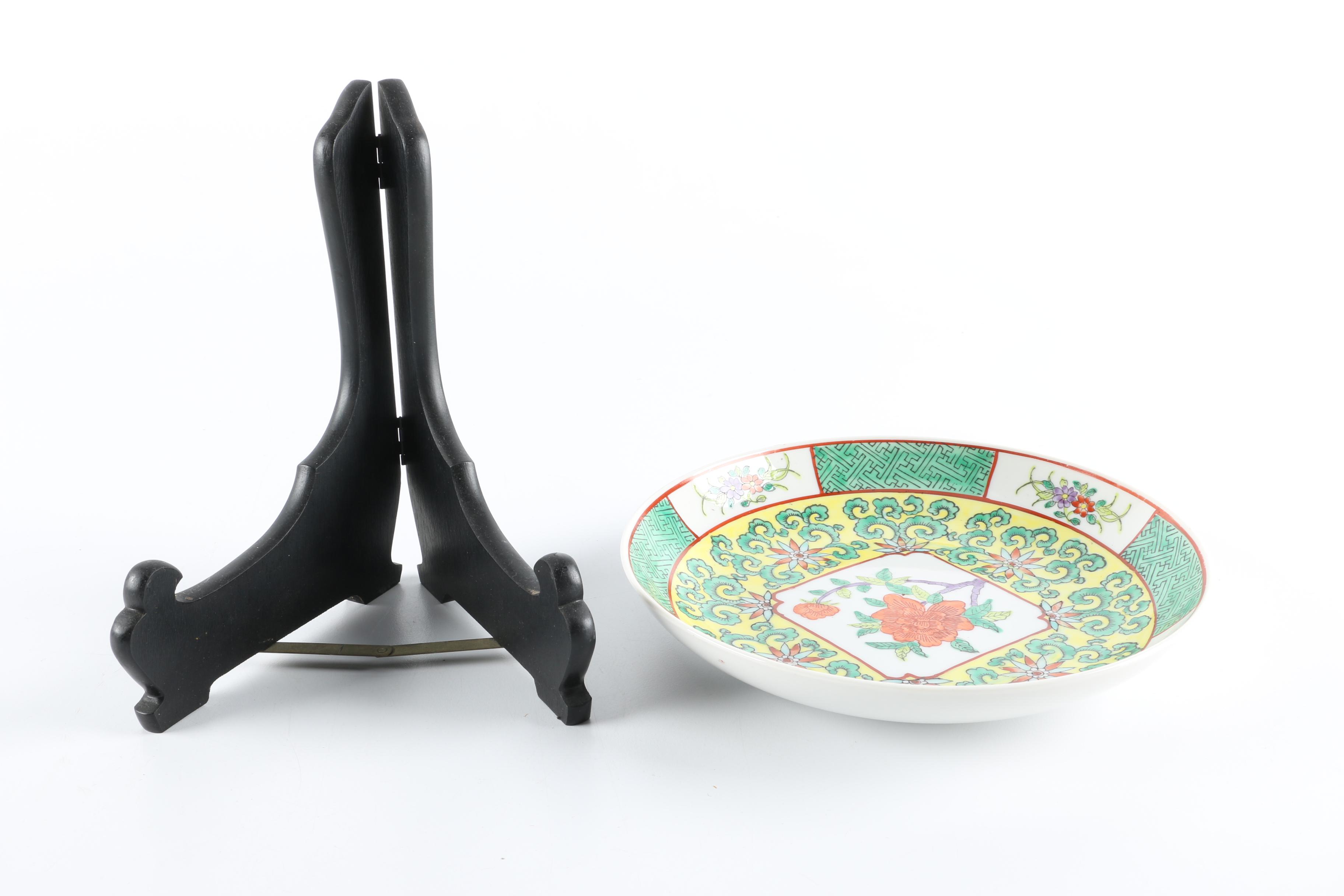 Chinese Porcelain Plates with Stands