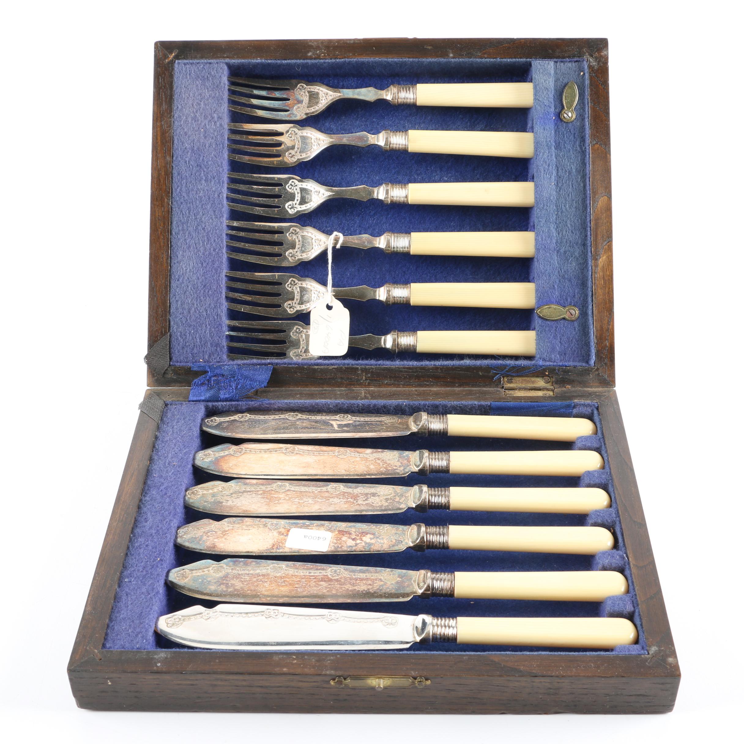 Circa 1890 Thomas Turner & Co. Silver Plate Fish Knife and Fork Set