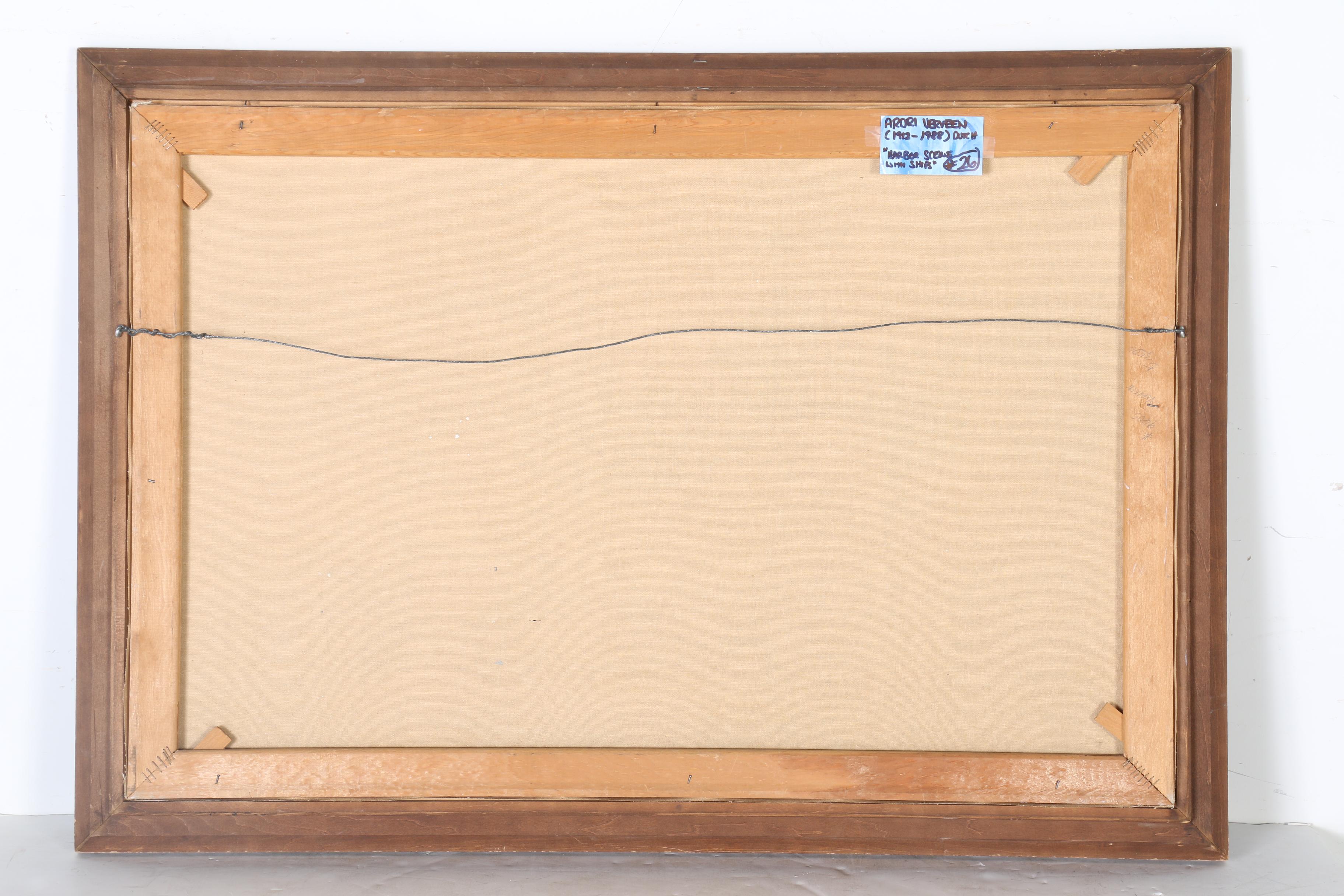 Ardri Verveen Oil Painting "Harbor Scene With Ships"