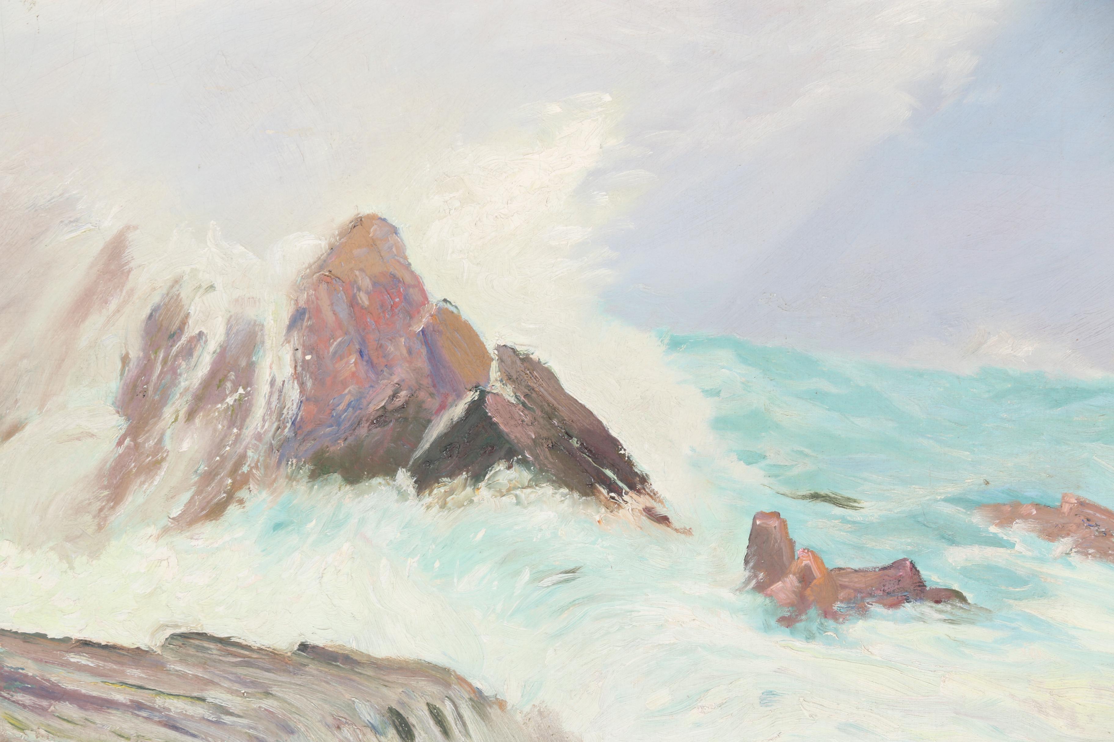 John Franklin Hawkins 1917 Oil Painting "Seascape"