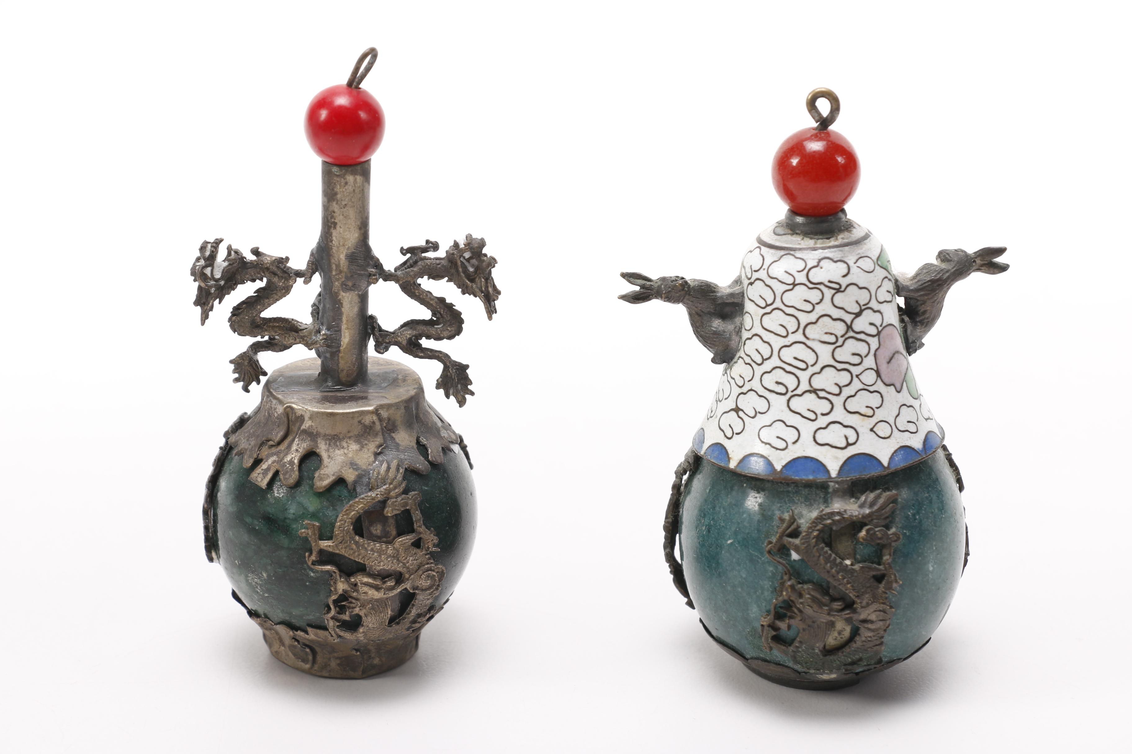 Collection of Chinese Snuff Bottles Including Soapstone and Coral