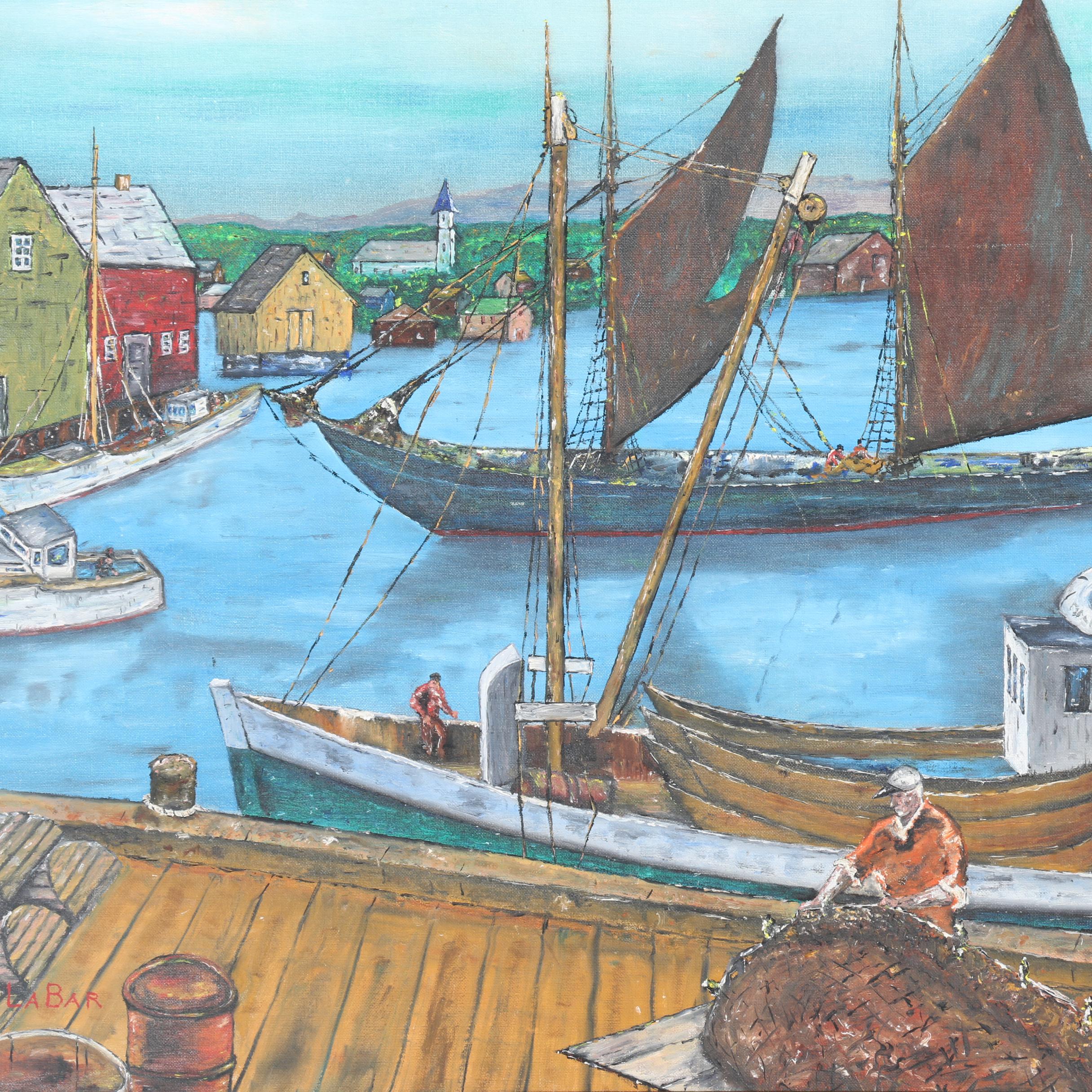 James La Bar Oil on Canvas Board "Bar Harbor"