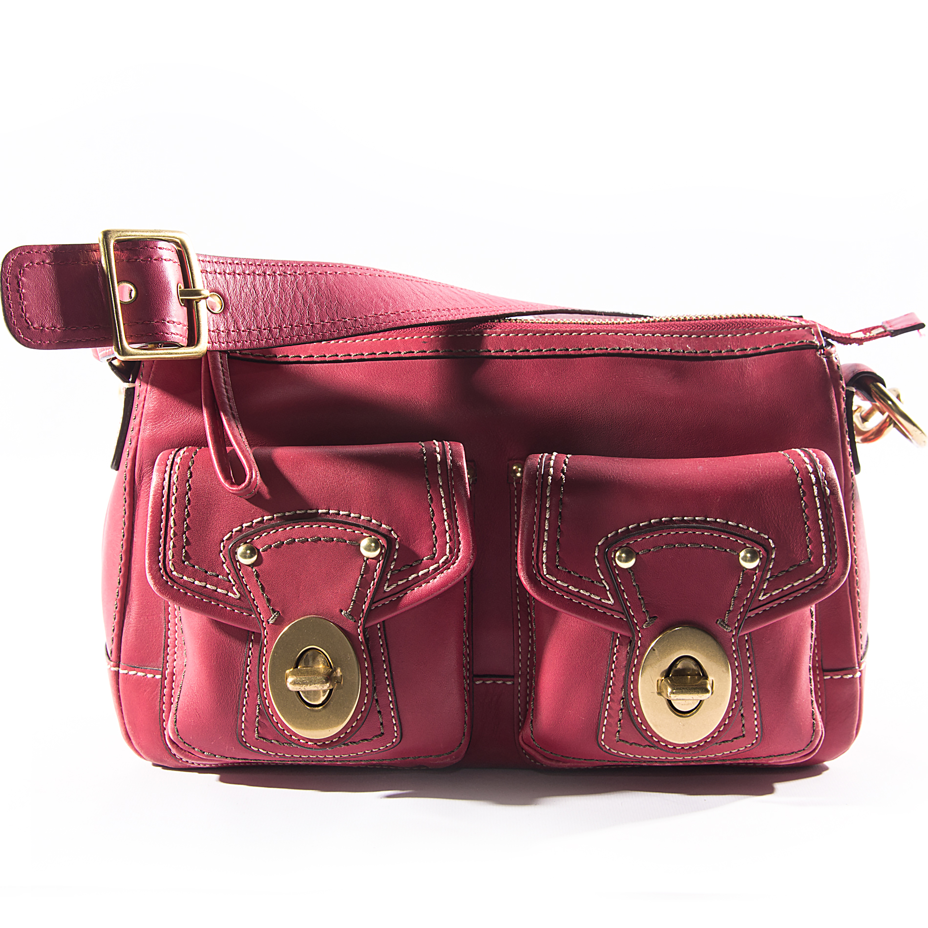 Red Leather Coach Shoulder Bag