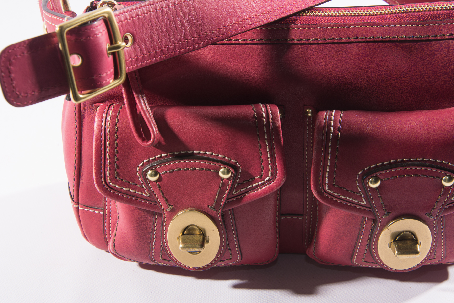Red Leather Coach Shoulder Bag