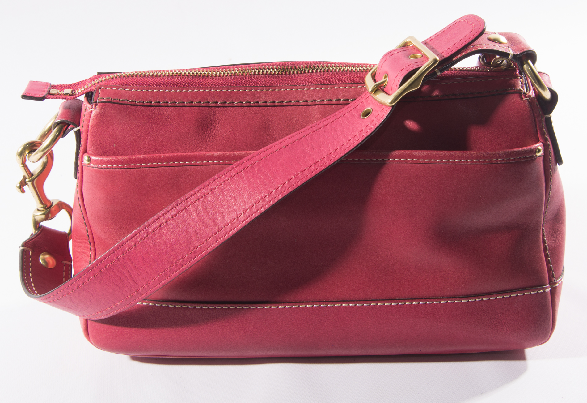 Red Leather Coach Shoulder Bag