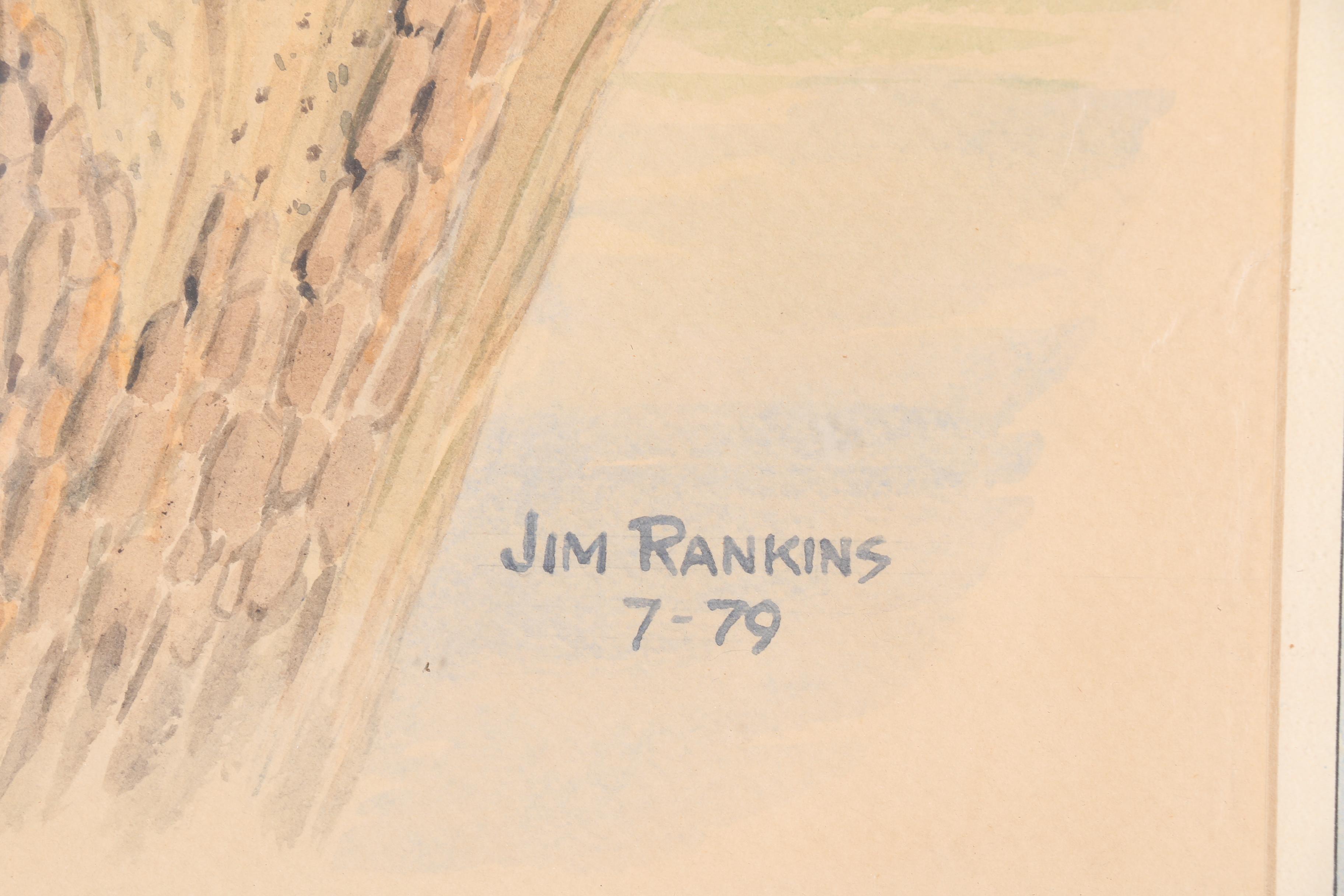 Jim Rankins Watercolor on Paper of Kingfishers