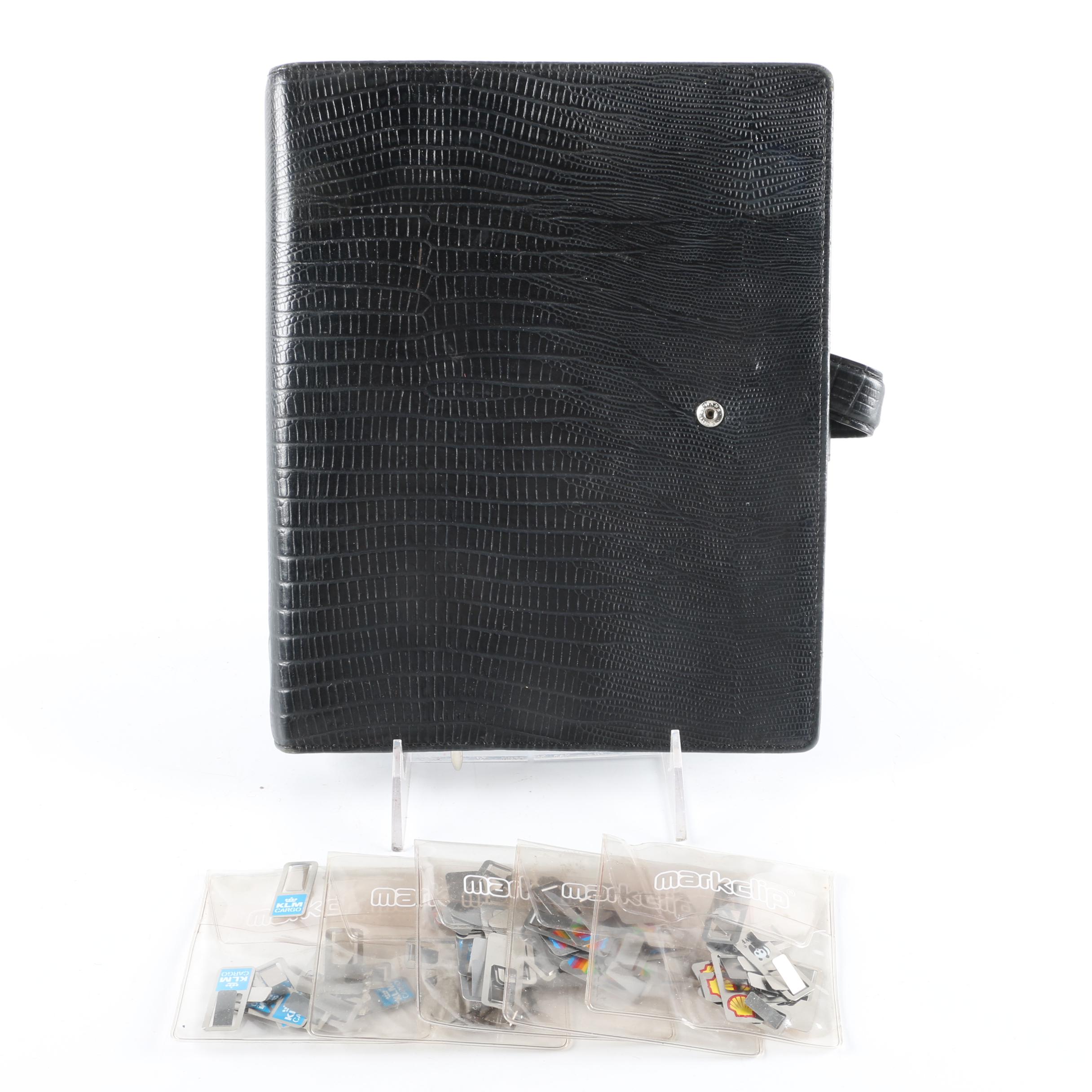 Premium Leather Filofax A5 Organizer and Mark Clips