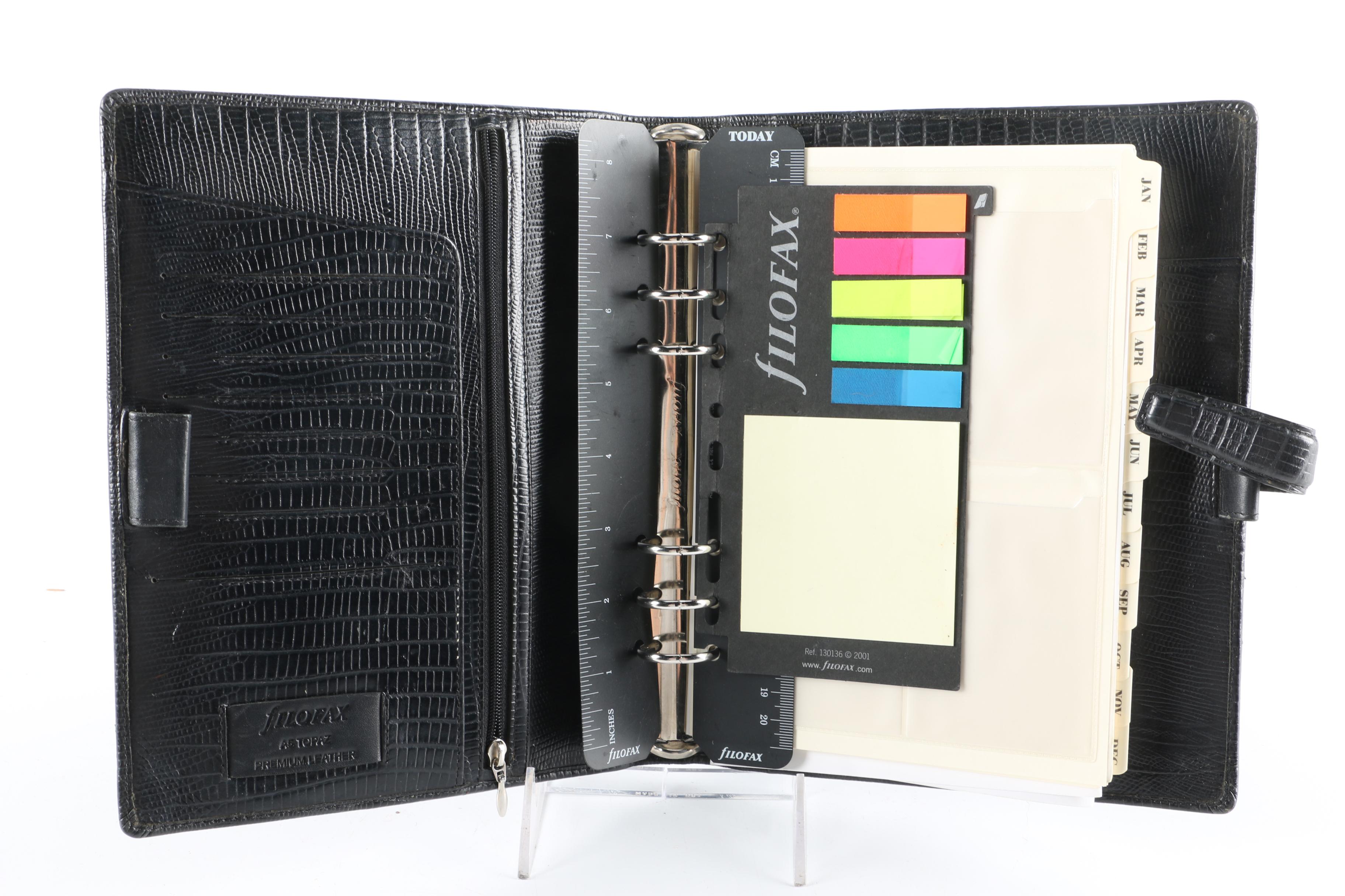 Premium Leather Filofax A5 Organizer and Mark Clips