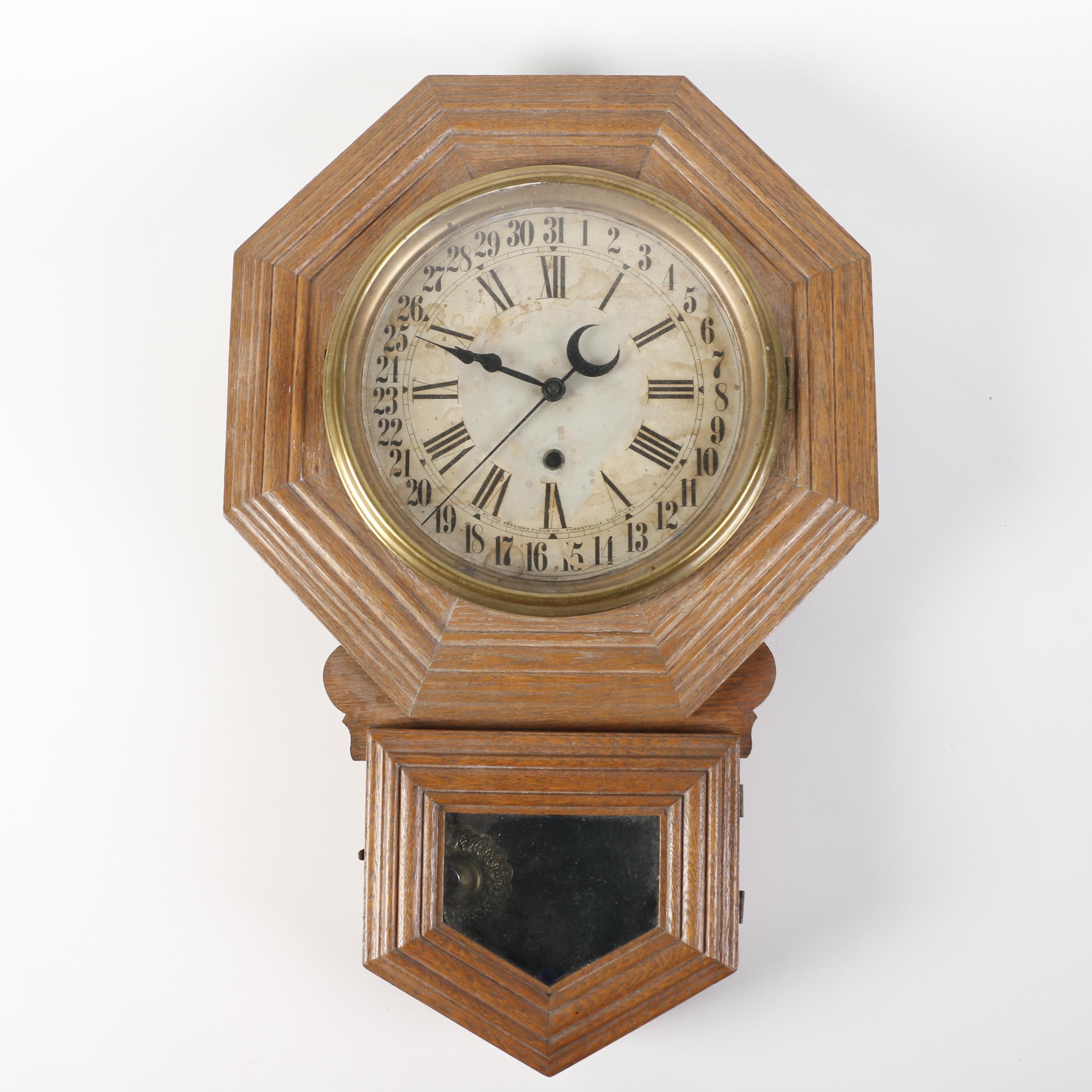 Vintage Sessions Clock Company Oak School House Clock