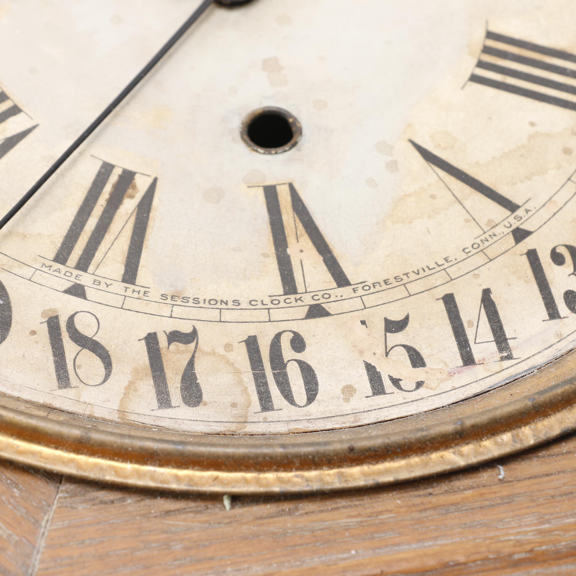 Vintage Sessions Clock Company Oak School House Clock