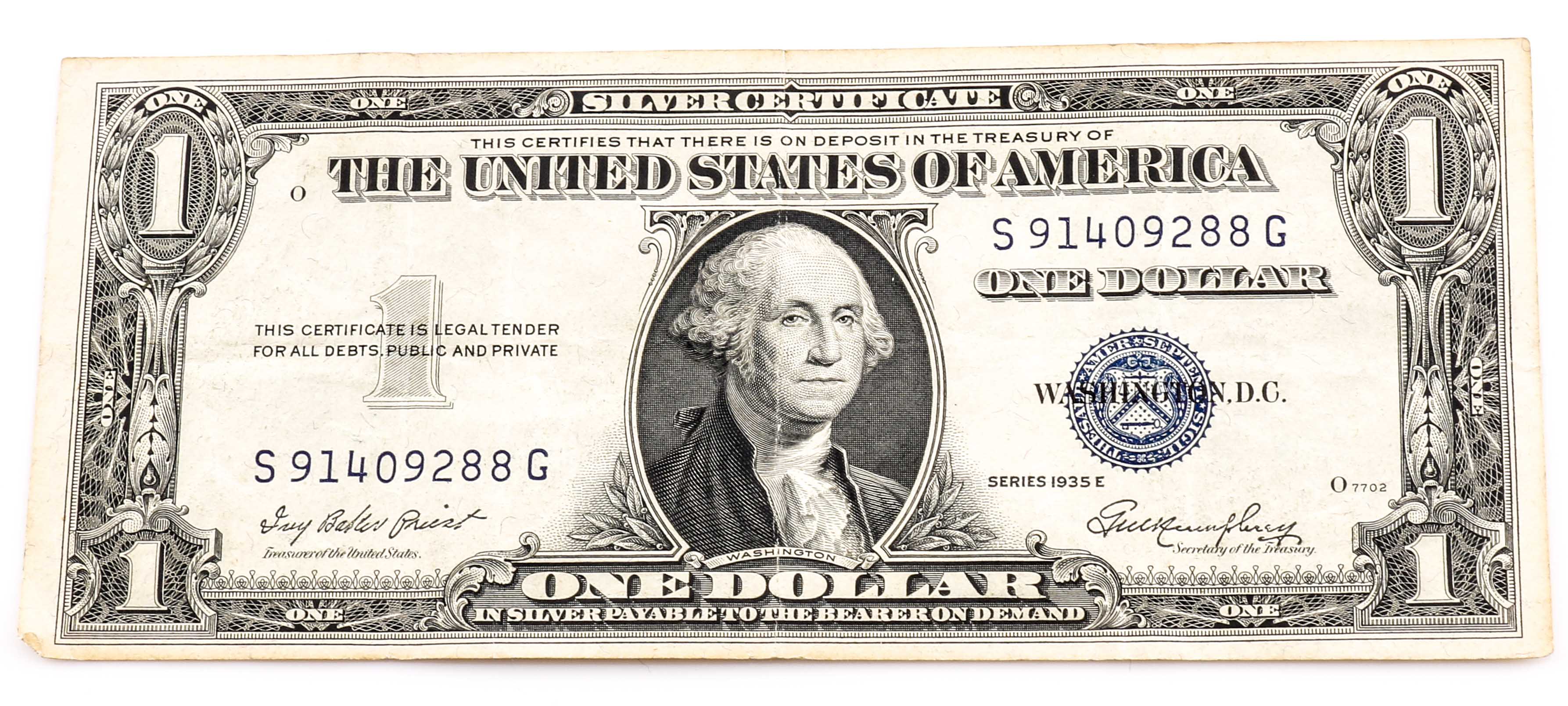 Nine Blue Seal One-Dollar Silver Certificates