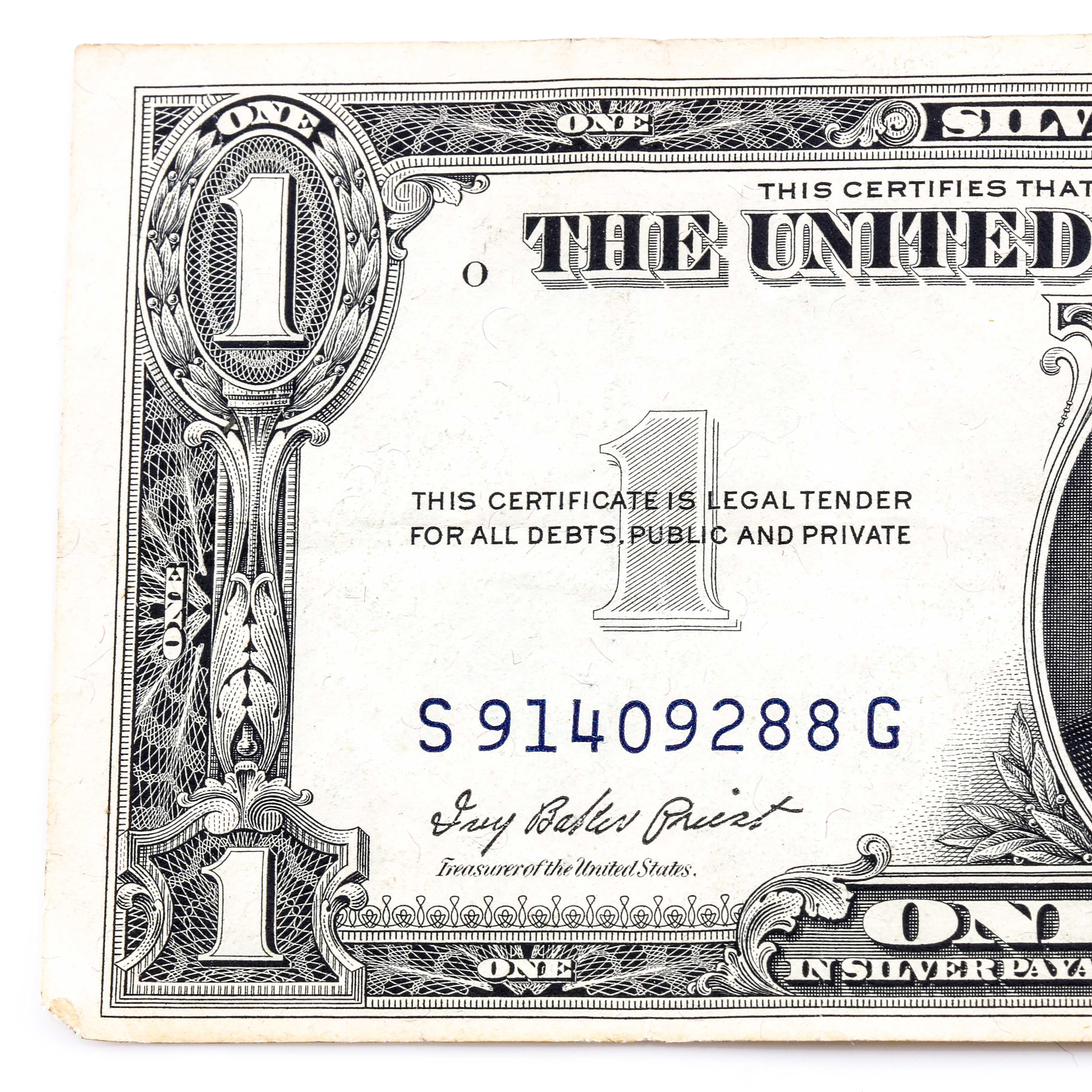 Nine Blue Seal One-Dollar Silver Certificates