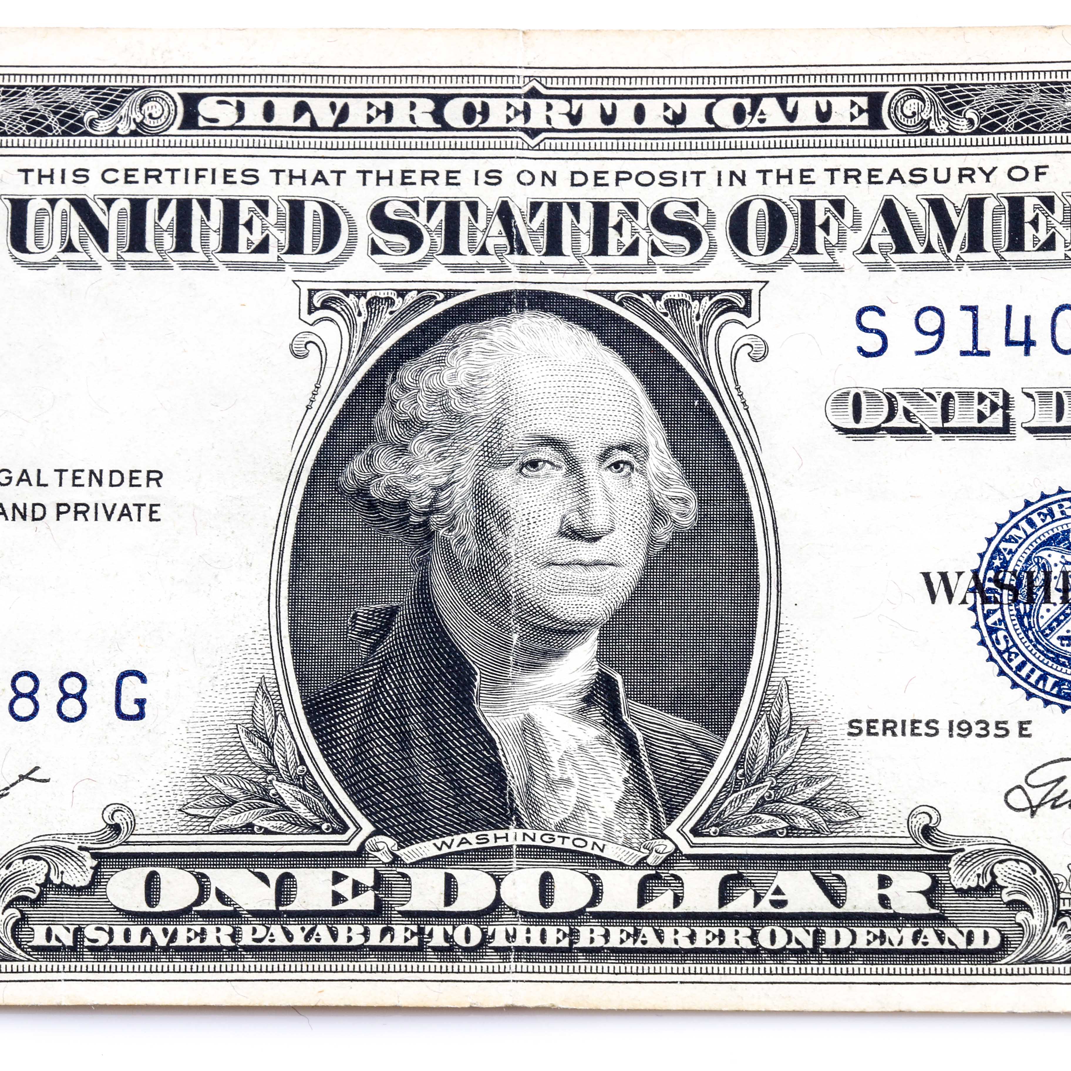 Nine Blue Seal One-Dollar Silver Certificates