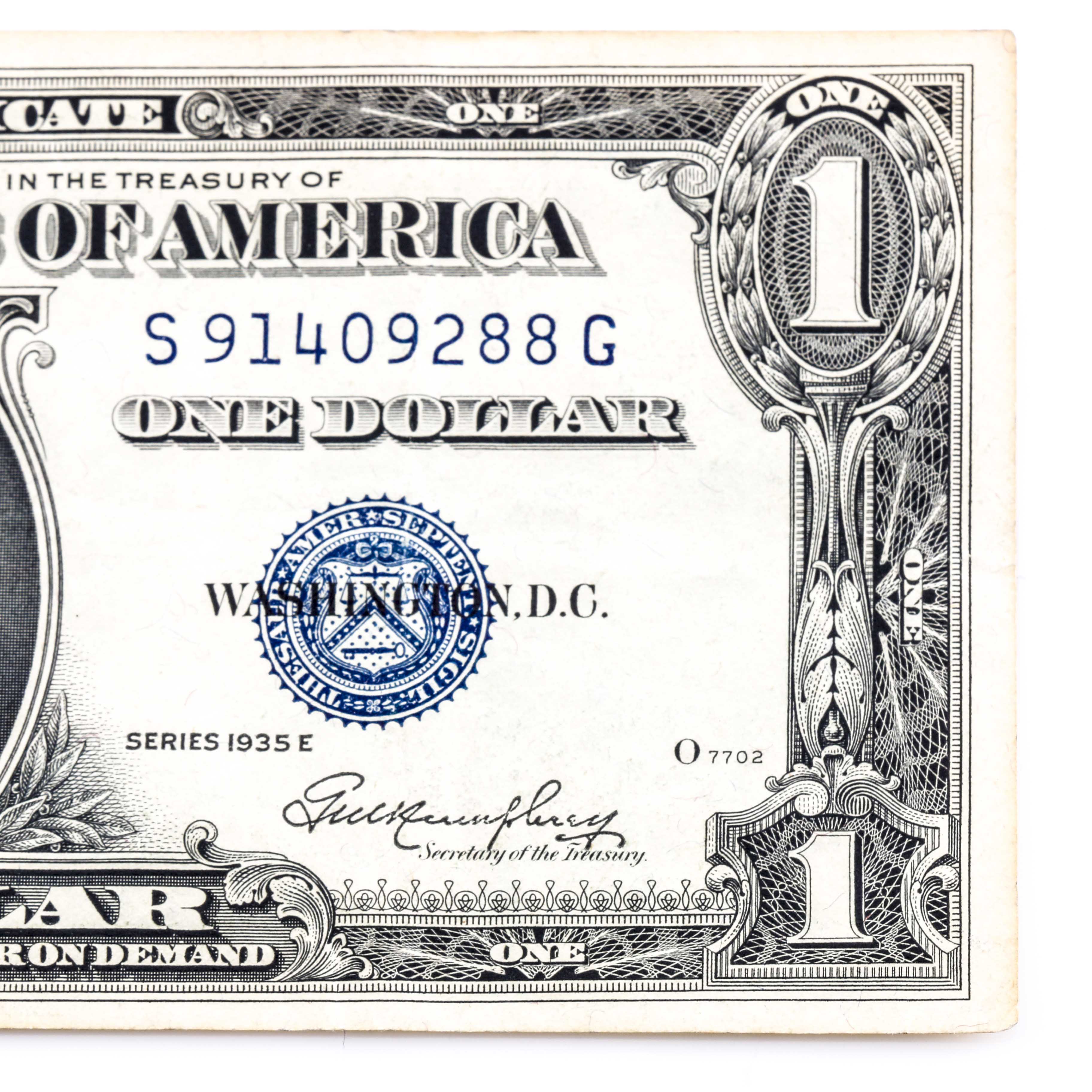 Nine Blue Seal One-Dollar Silver Certificates