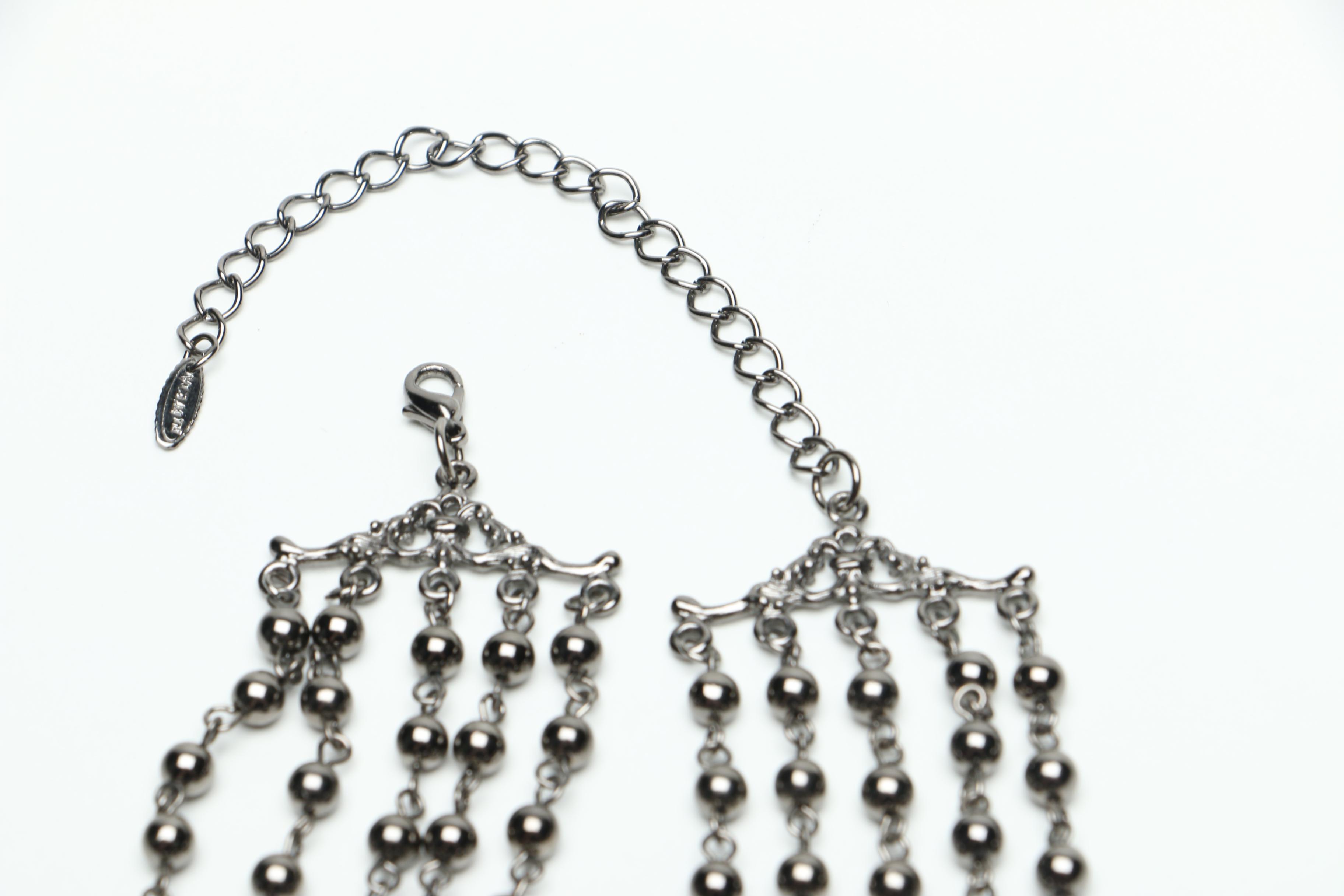 Black and Silver-Tone Beaded Necklaces