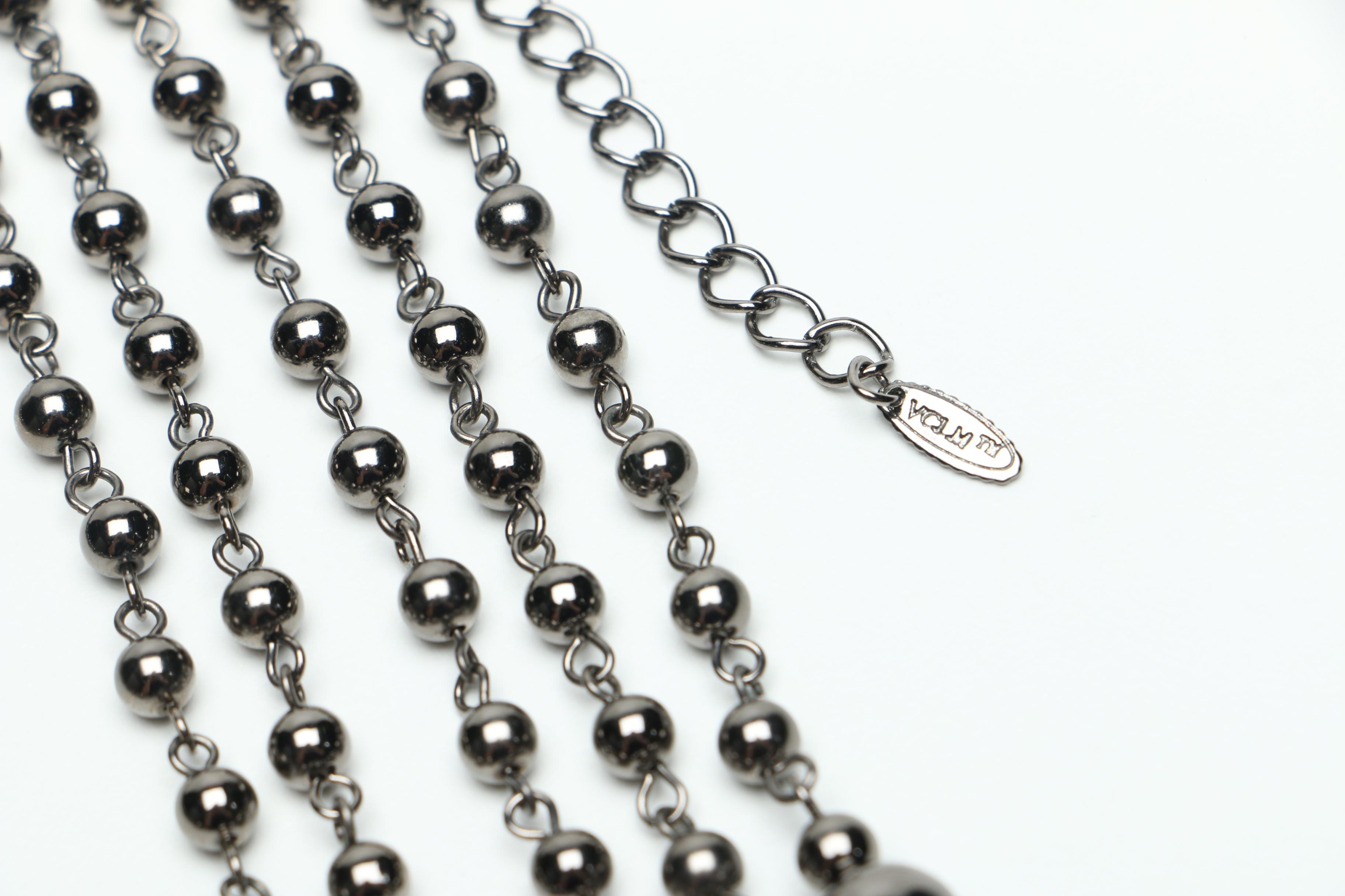 Black and Silver-Tone Beaded Necklaces